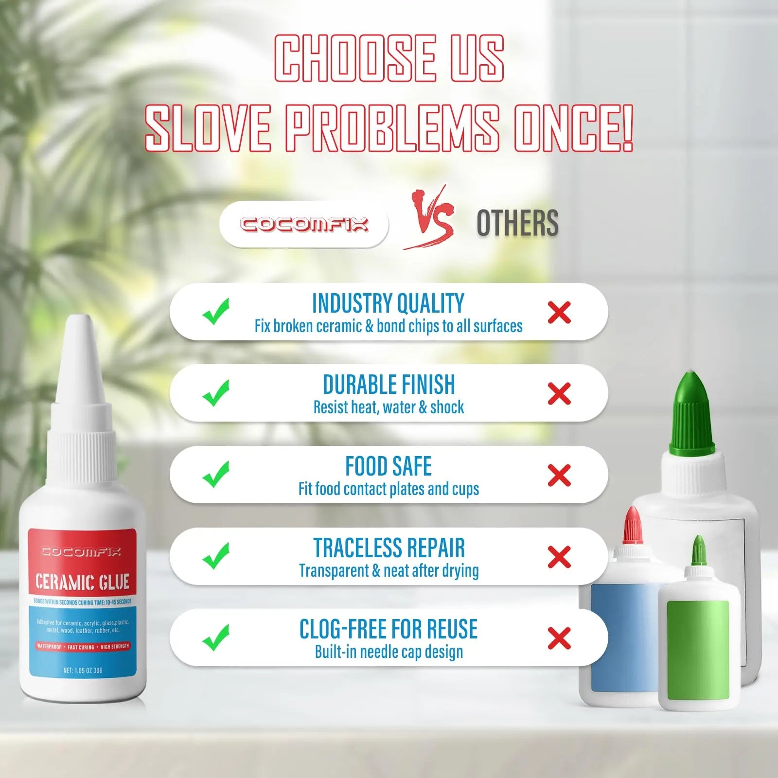 Waterproof Ceramic Glue - 30g CA Glue for Pottery & Porcelain Repair, High Temperature Resistant, No Smell After Cure and Food Grade Material
