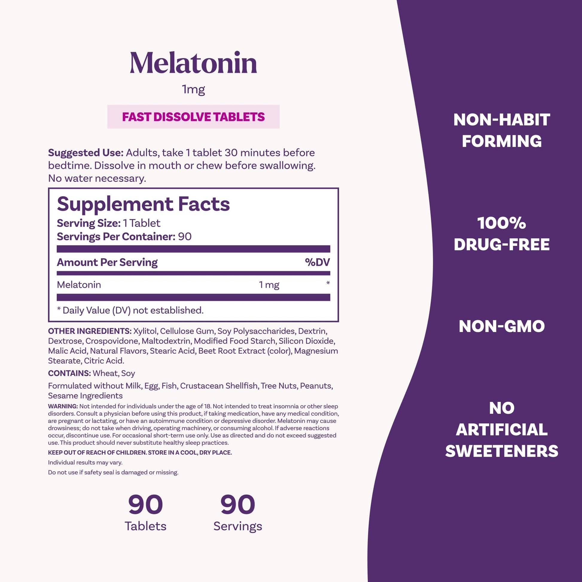 Natrol Fast Dissolve Melatonin 1 mg, Melatonin Supplements for Restful Sleep, Sleep Support for Adults, 90 Strawberry-Flavored Tablets, Up to a 90 Day Supply