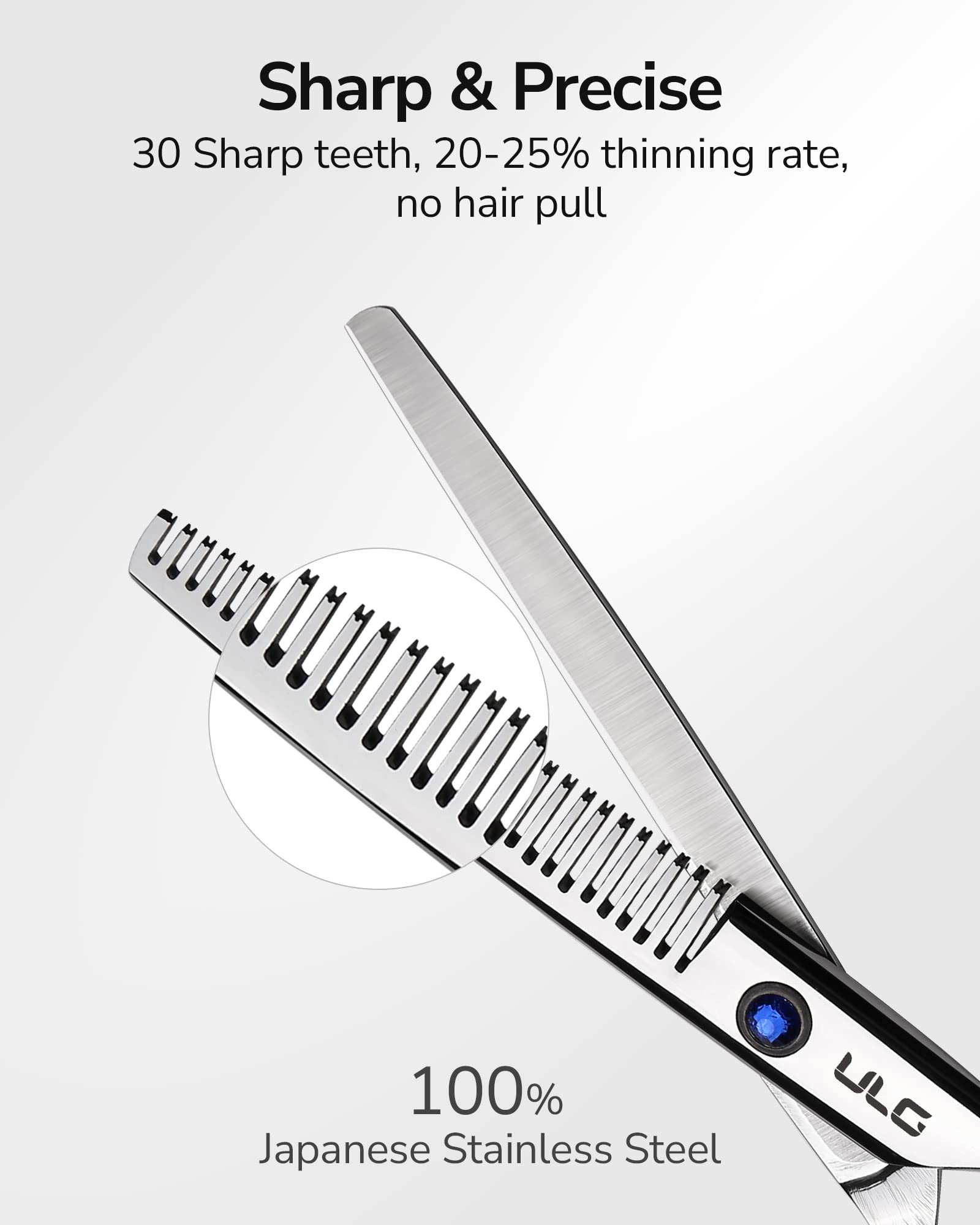Hair Thinning Scissors ULG Professional Barber’s Texturizing Teeth Shears for Hairdressing, Salon and Home Use Thinning Shears for Hair Cutting, Made of Japanese Stainless Steel, 6.5 inch