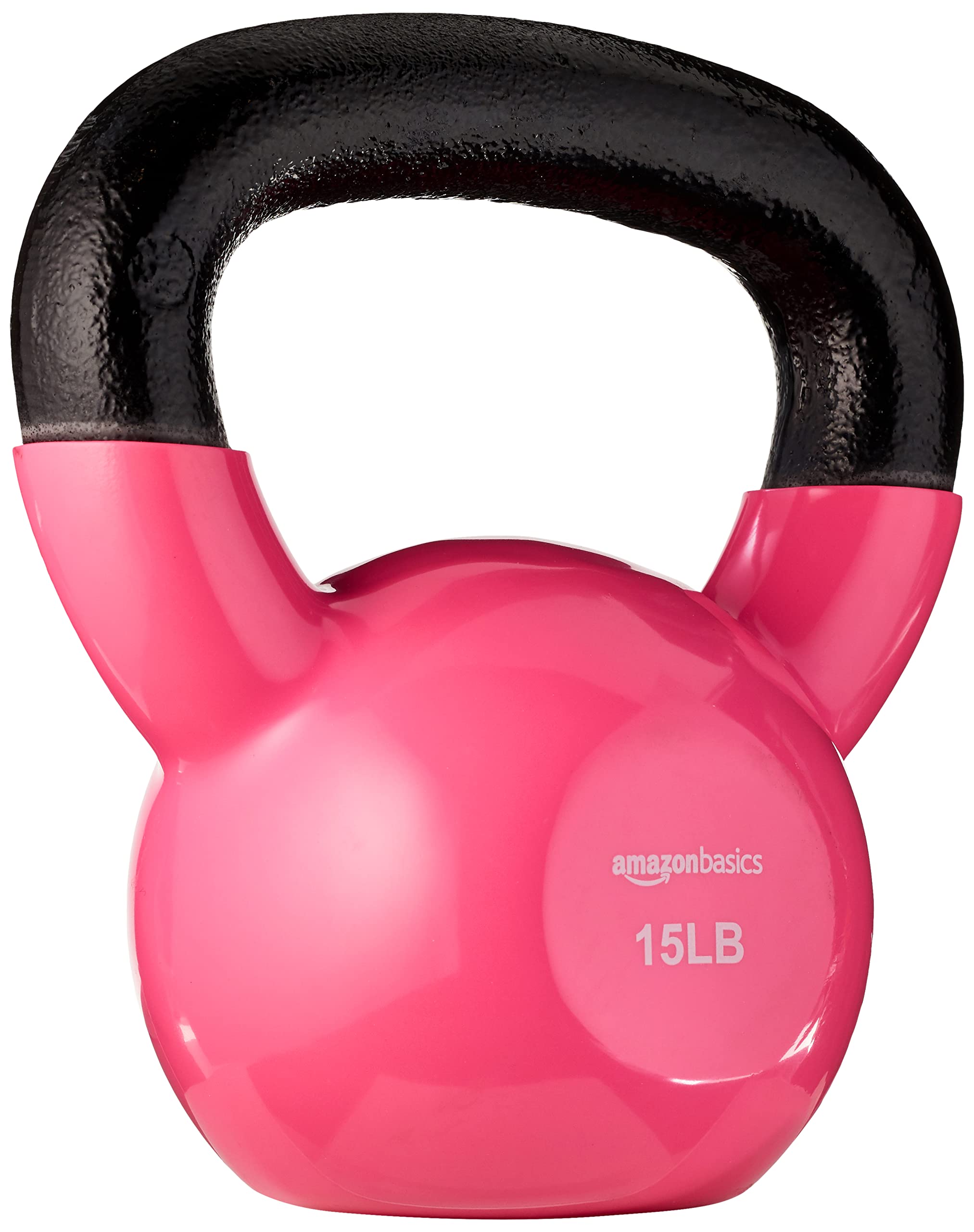 Basics Vinyl Kettlebell, 15 pound, Pink