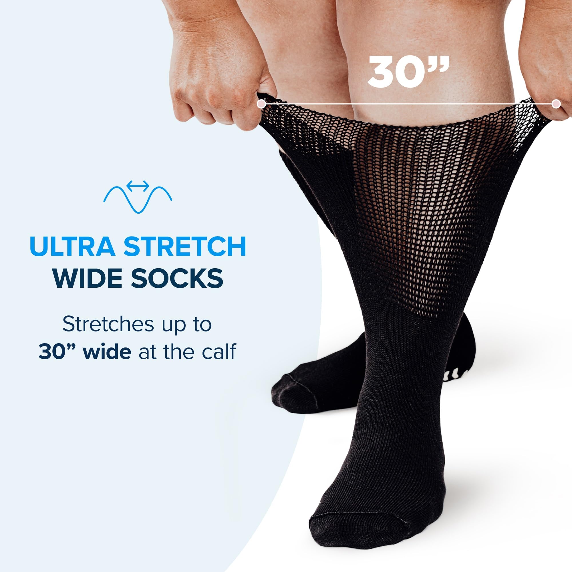 2 Pairs Extra Wide Socks For Swollen Feet, Non-Slip Hospital and Diabetic Socks for Men and Women