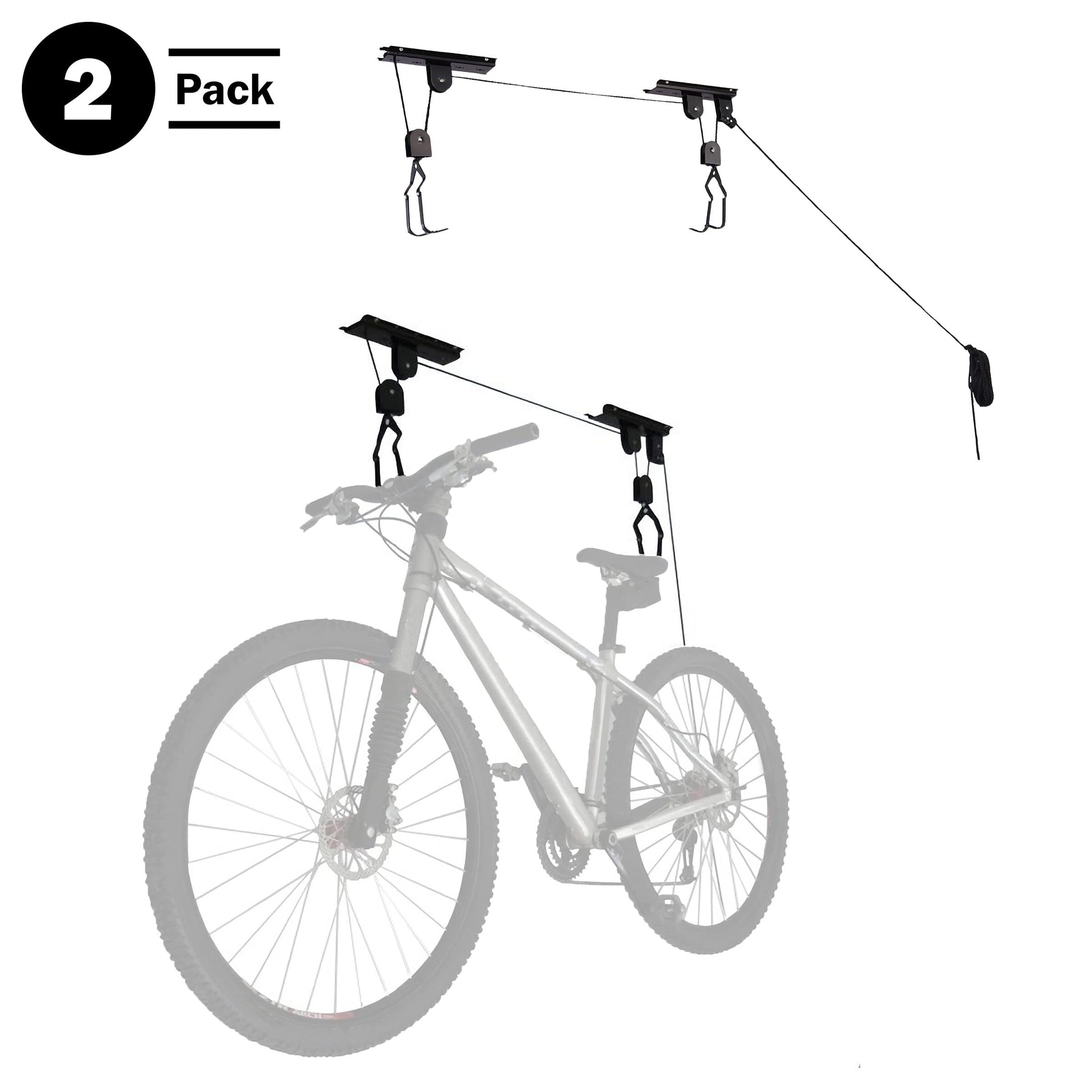 RAD Sportz Bicycle Hoist 2-Pack Quality Garage Storage Bike Lift with 100 lb Capacity Even Works as Ladder Lift Premium Quality