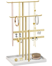 pickpiff Jewelry Stand Holder Organizer: 14.5" Sturdy Hanger for 80 Pcs Jewelry, Gift for Women, Gold Jewlery Tower for Necklace, Earring, Bracelet