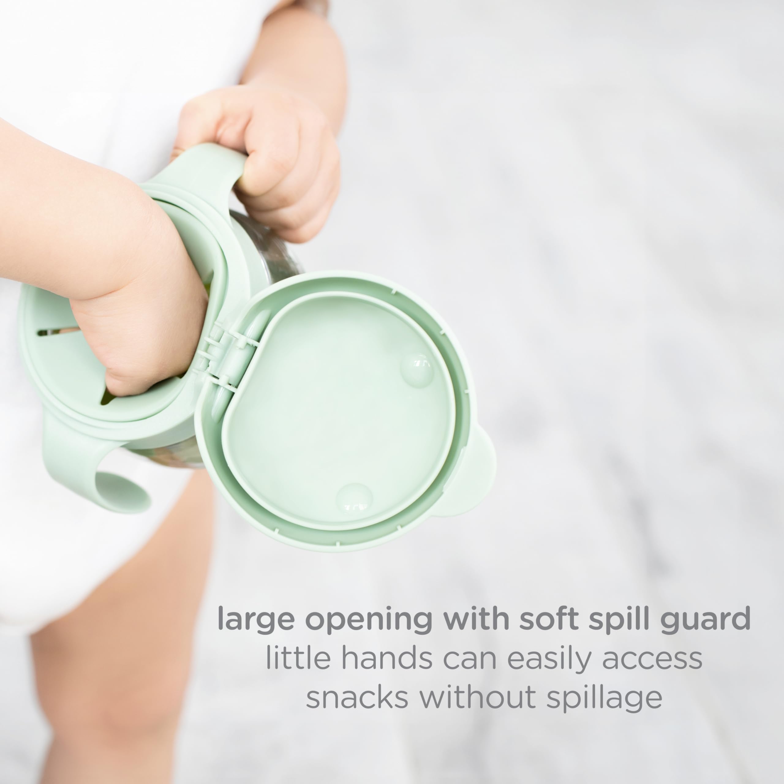 Ubbi Tweat No Spill Snack Container for Kids, BPA-Free, Toddler Snack Container, Sage & Blue