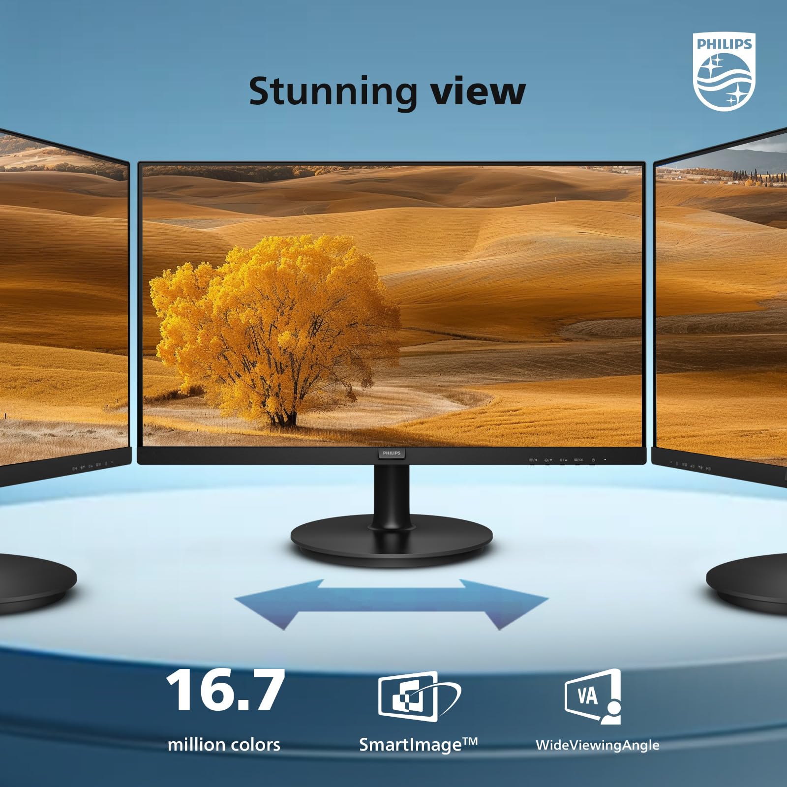 PHILIPS 241V8LB 24 inch Frameless Full HD (1920 x 1080) 100Hz Monitor, VESA, HDMI x1, VGA Port x1, Eye Care, 4 Year Advance Replacement Warranty