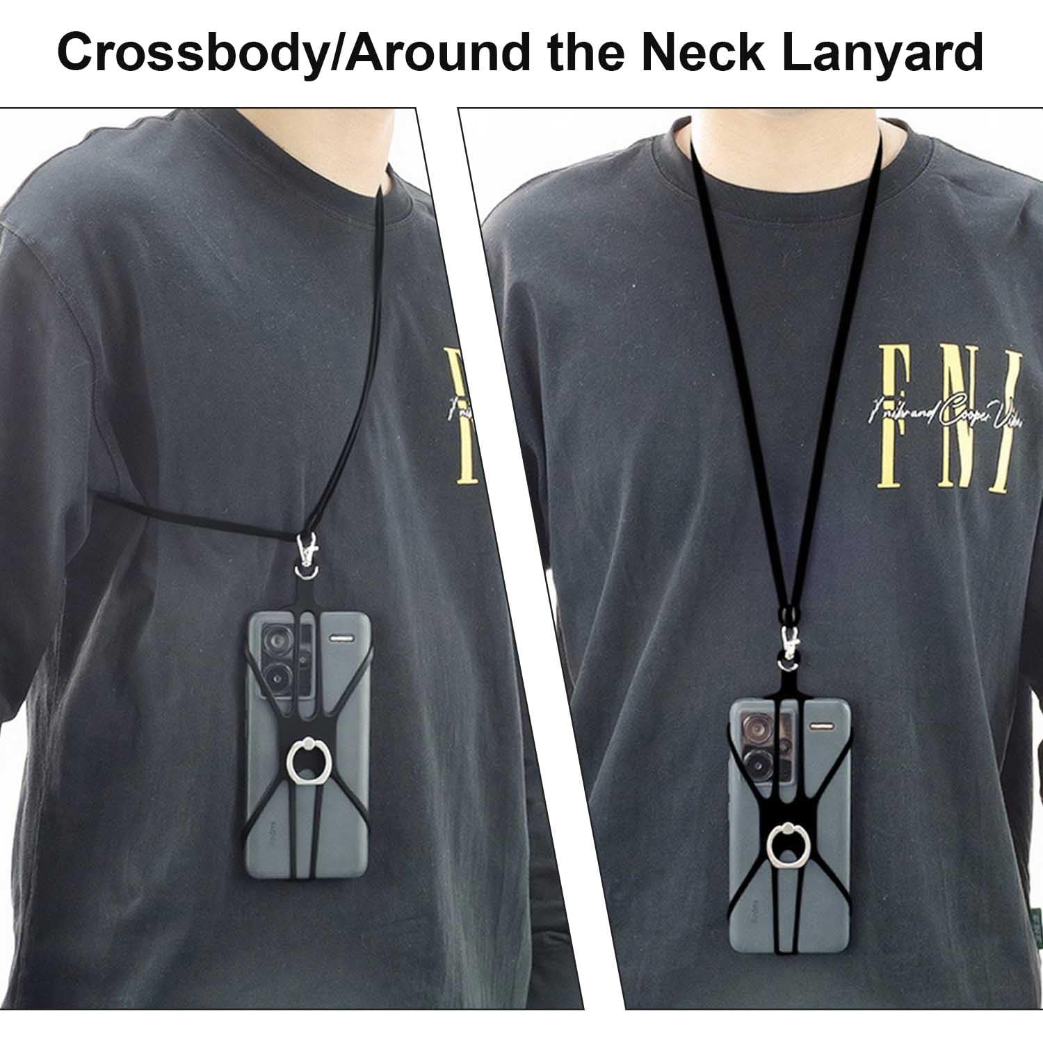 Kinizuxi 2 Pcs Cell Phone Lanyard Crossbody with Adjustable Neck Strap and Phone Ring Grip,Universal Smartphone Lanyard for iPhone Lanyards for Around the Neck Compatible with Most Smartphones