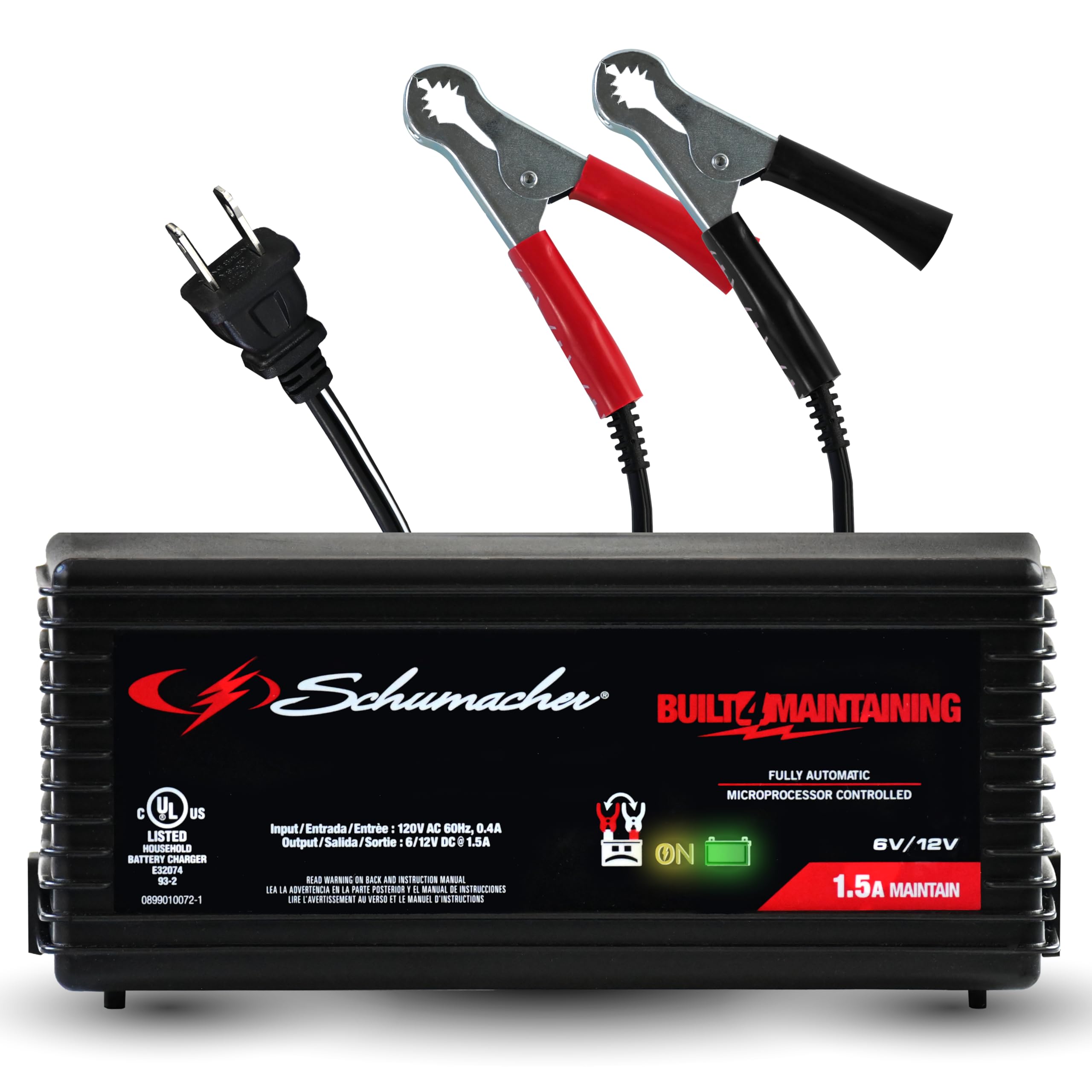 شاحن ومحافظ بطارية من Schumacher Electric، موديل SC1355، 3 في 1، أوتوماتيكي بالكامل، 1.5 أمبير، 6 فولت و12 فولت، للدراجات النارية، ومركبات الرياضات المائية، والسيارات، وبطاريات القوارب