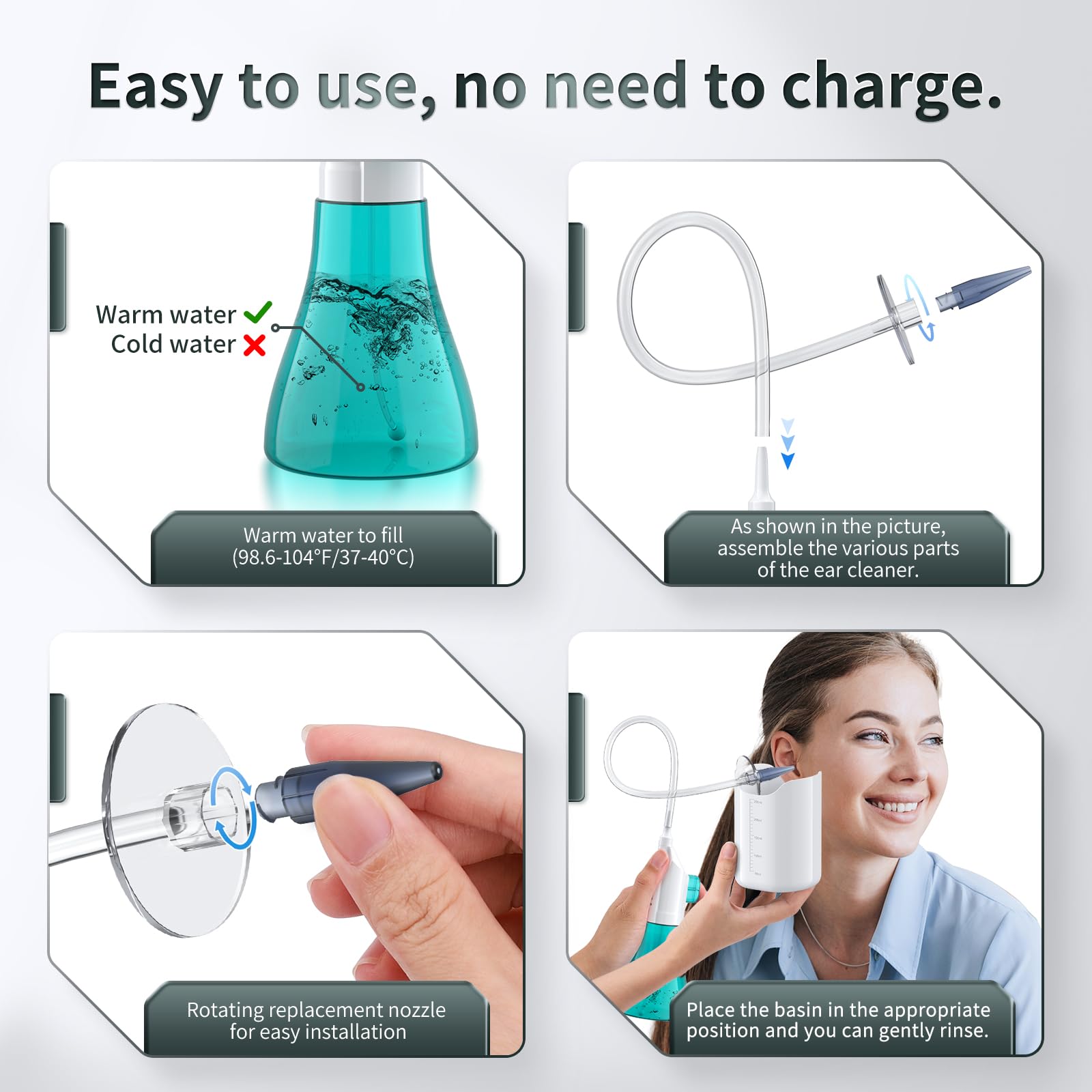 Ear Wax Removal, Ear Cleaner, Ear Cleaning Kit, Manual Ear Irrigation Flushing System, Ear Wax Removal Kit, Safe and Effective to Clean Ear Built Up Wax
