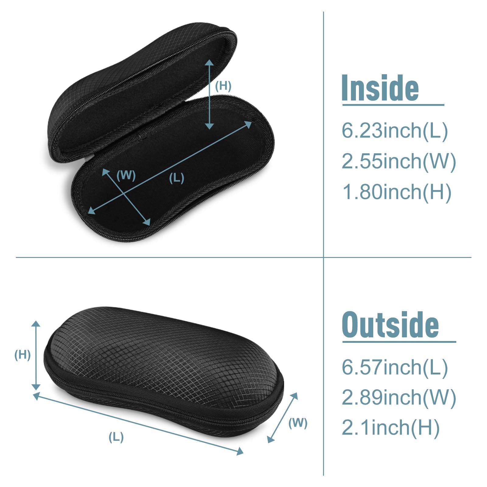 Fintie Sunglasses Case, Hard EVA Shell Shockproof Sport Glasses Case with Metal Carabiner Travel Zipper Eyeglasses Holder, Black