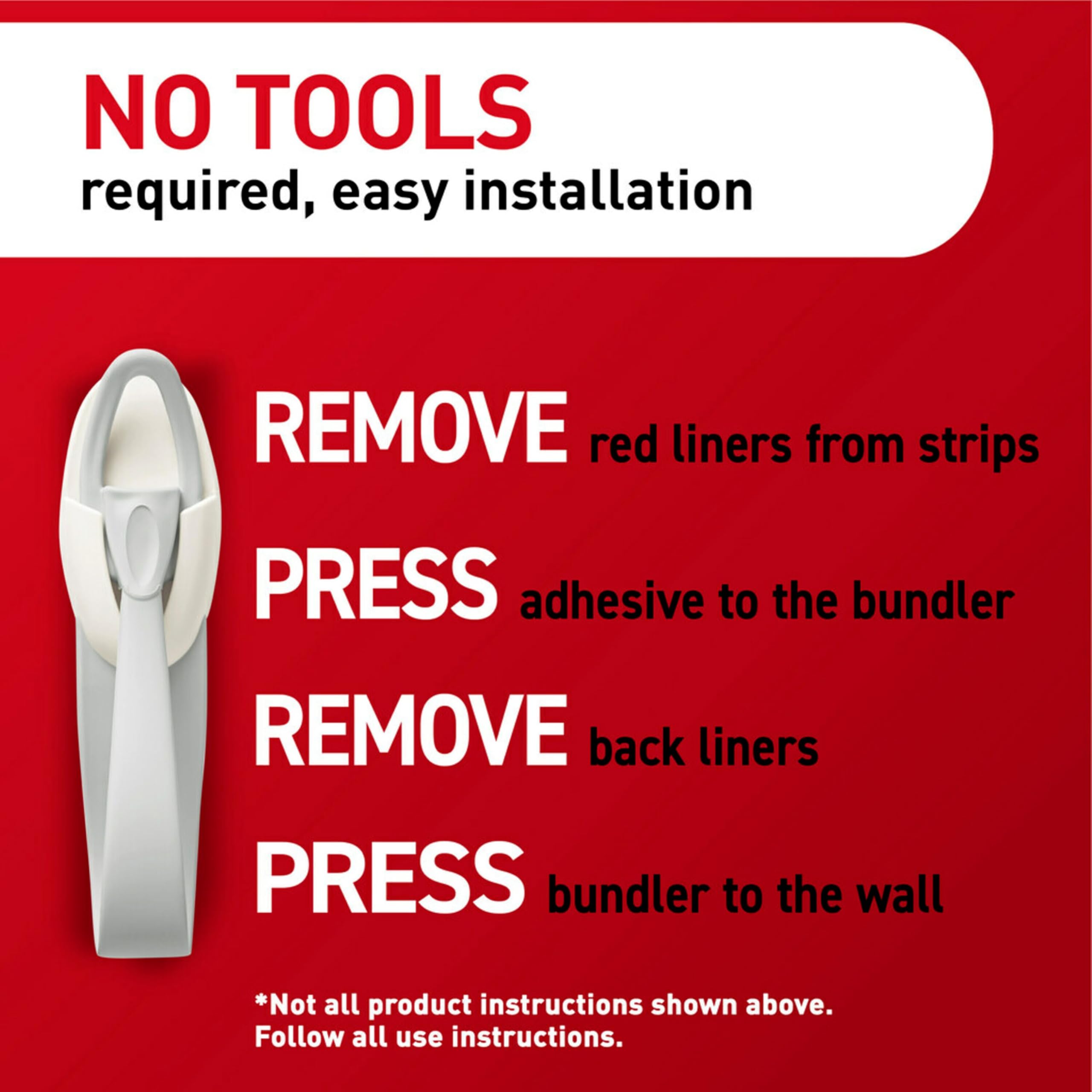 Command Cord Bundlers, Damage-Free Hanging Cord Organizer, No Tools Cord Bundler for Hanging Electrical Cables, 6 Gray Cord Bundlers and 12 Command Strips