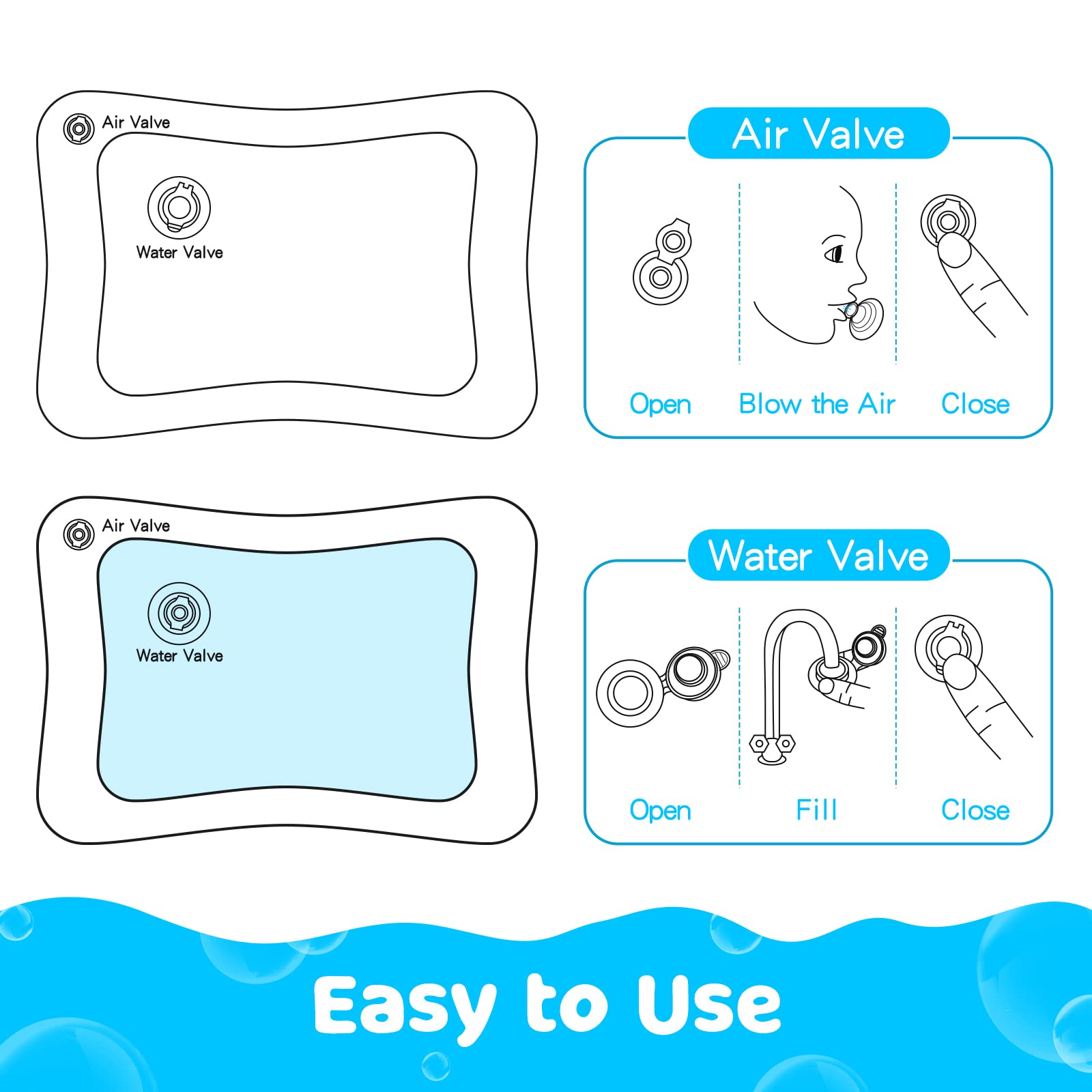 Yeeeasy Tummy Time Water MatInflatable Tummy Time Water Play Mat for Babies, Infants and Toddlers 3 to 12 Months Promote Development Toys Baby Gifts