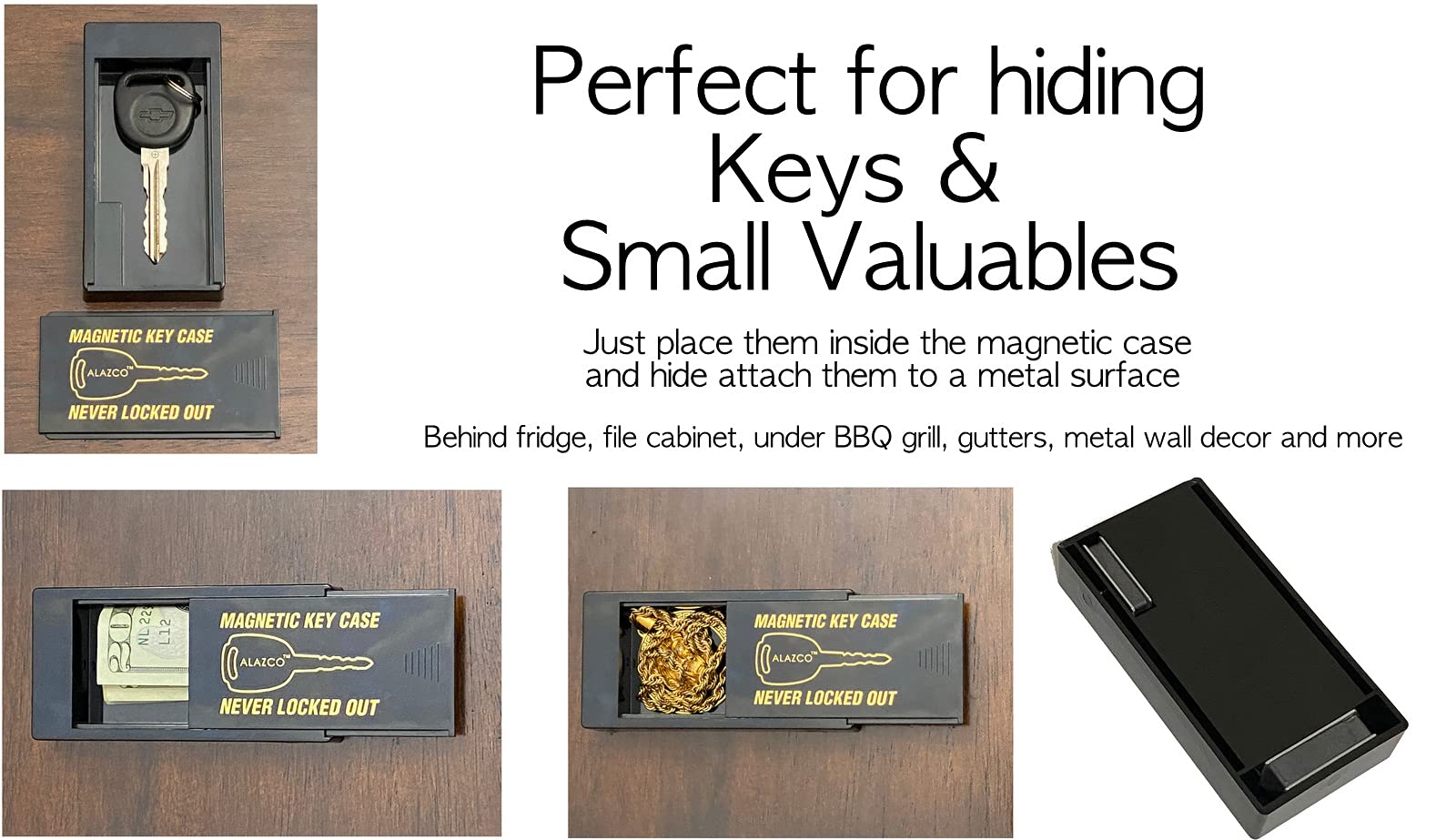 2 Hide A Key Magnetic Under Car Spare Key Holder So You Never Locked Out of Home Shed RV Boat Truck Office Storage Large ABS Case Key Hider Small Valubles Premium Magnet