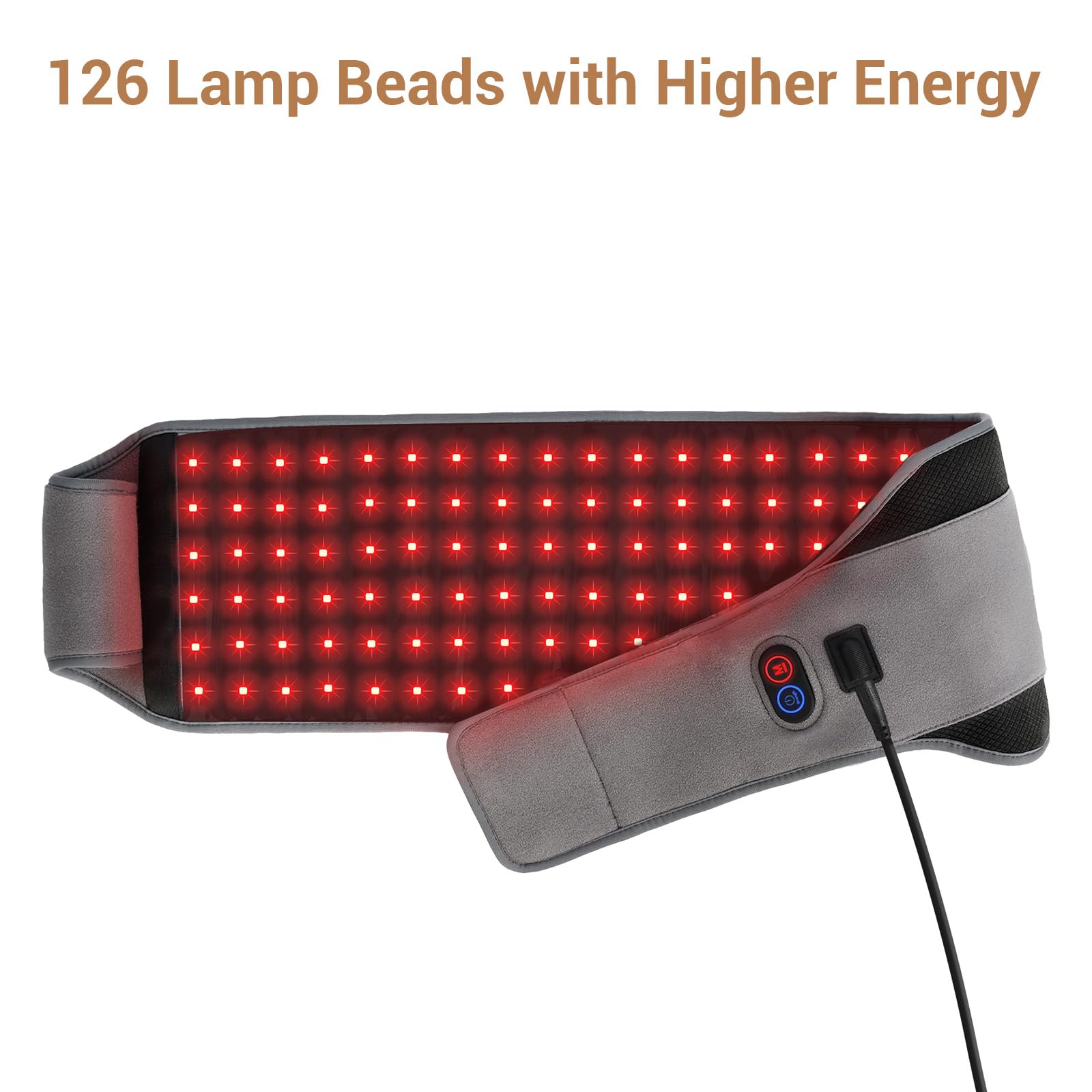Comfytemp Red Light Therapy Belt with 126 LEDs, Infrared Red Light Therapy for Body, 660nm & 850nm, 22W Light Wrap with Timer for Back Waist Belly Joint Muscle Pain Relief(Corded)