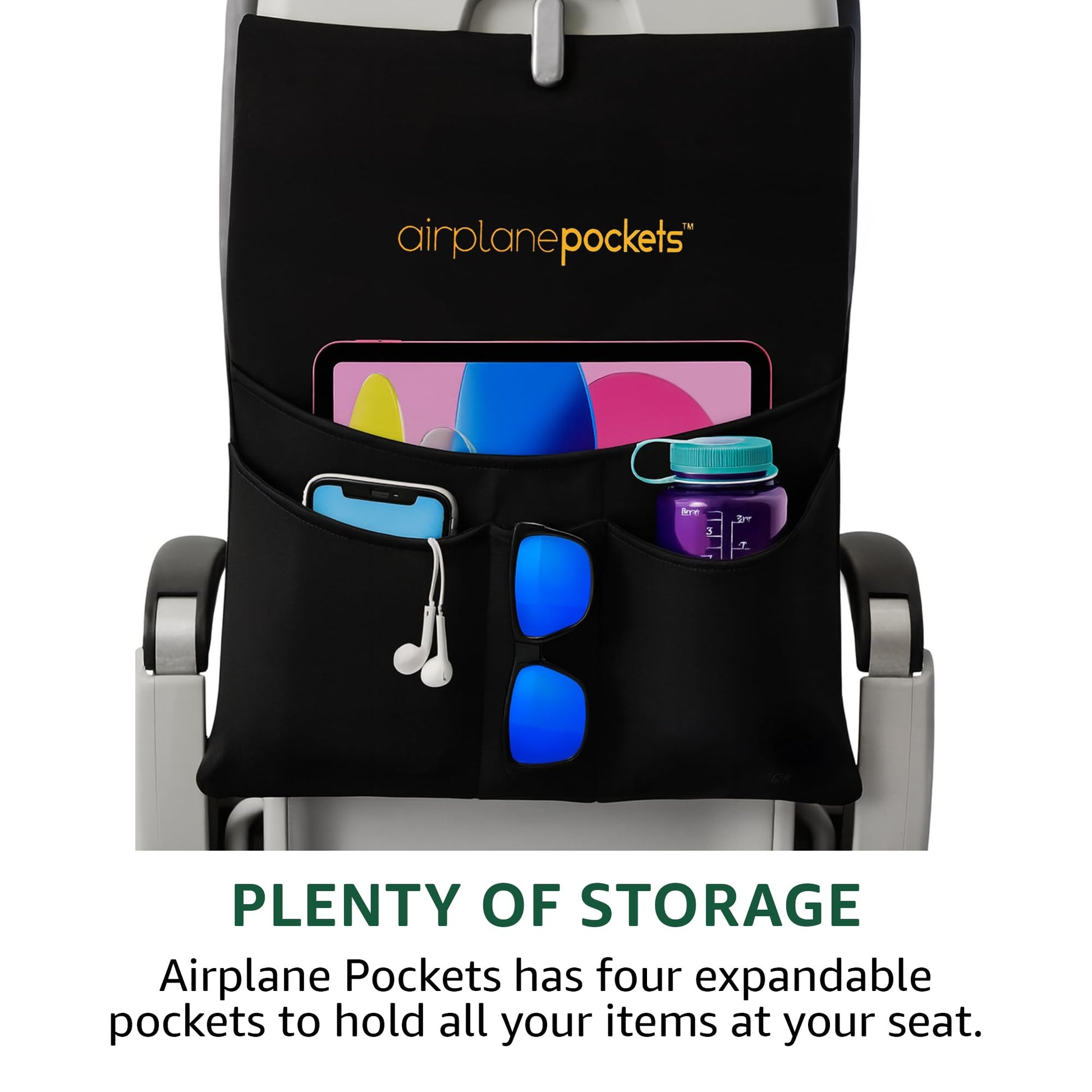 Airplane Pockets - Airplane Accessories - Plane Travel Essentials - Travel Organizer - Seat Storage Organizer - Air Travel Essentials - Seat Back Organizer - International Travel Must Have