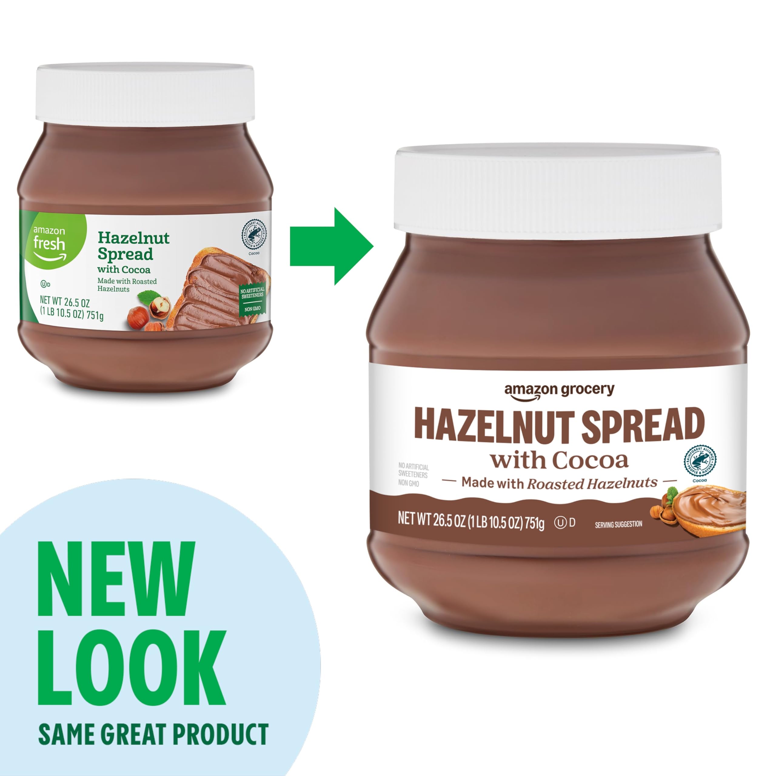 Amazon Grocery, Hazelnut Spread With Cocoa, 26.5 Oz (Previously Amazon Fresh, Packaging May Vary)
