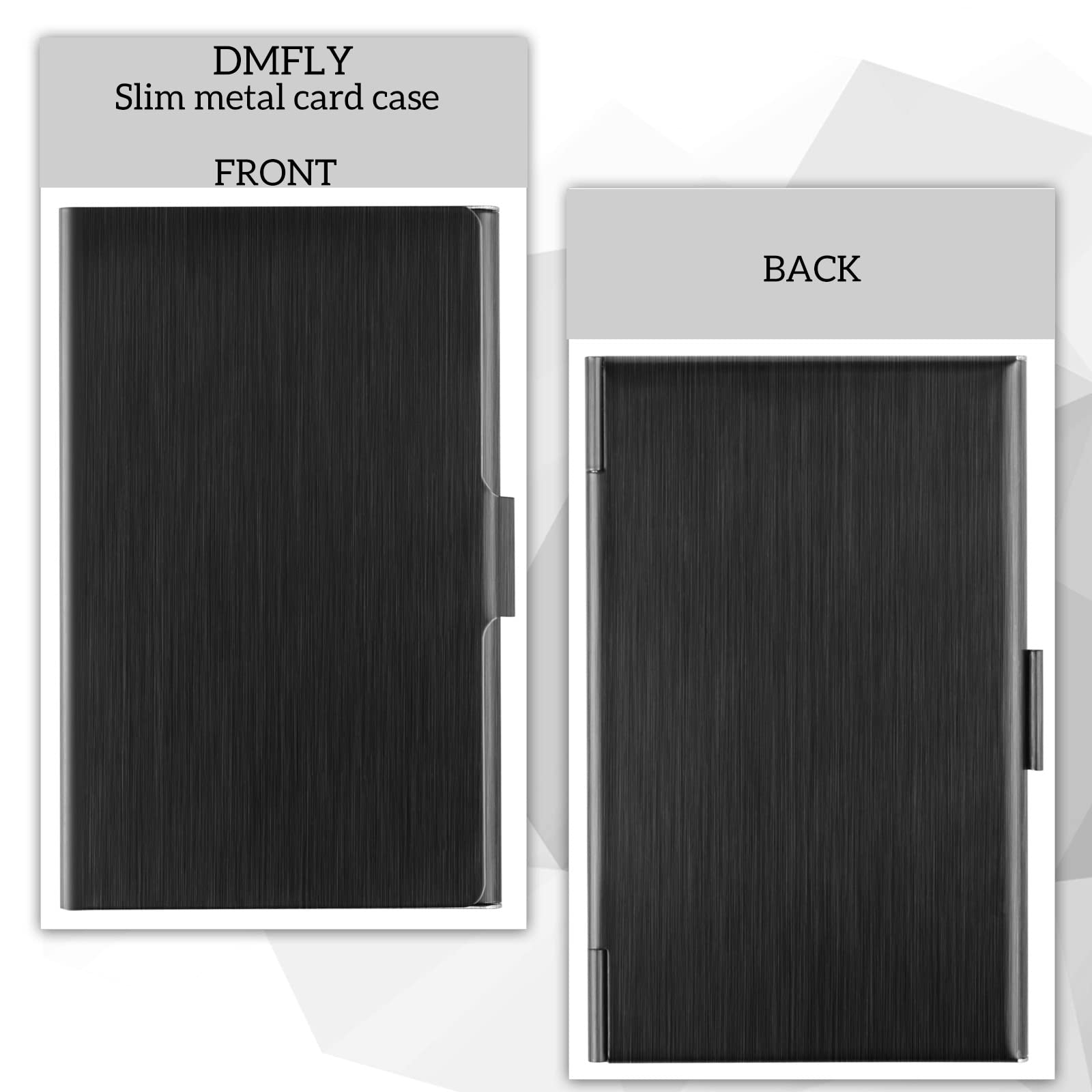 DMFLY Slim Business Card Case for Men & Women, Pocket Metal Case, Professional Stainless Steel Business Card Holders, Purse Name Card Holder, Buckle Style Shut, Black