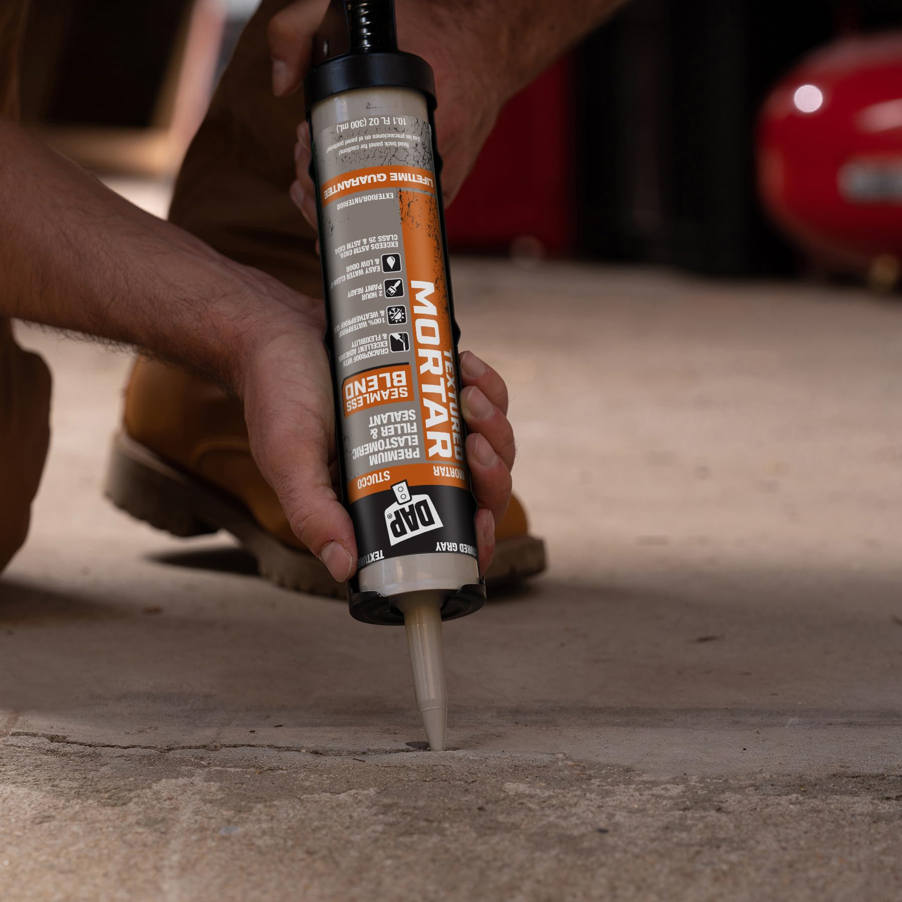 DAP Textured Mortar Premium Elastomeric Latex Filler & Sealant, Gray, 10.1 Oz (7079810082)
