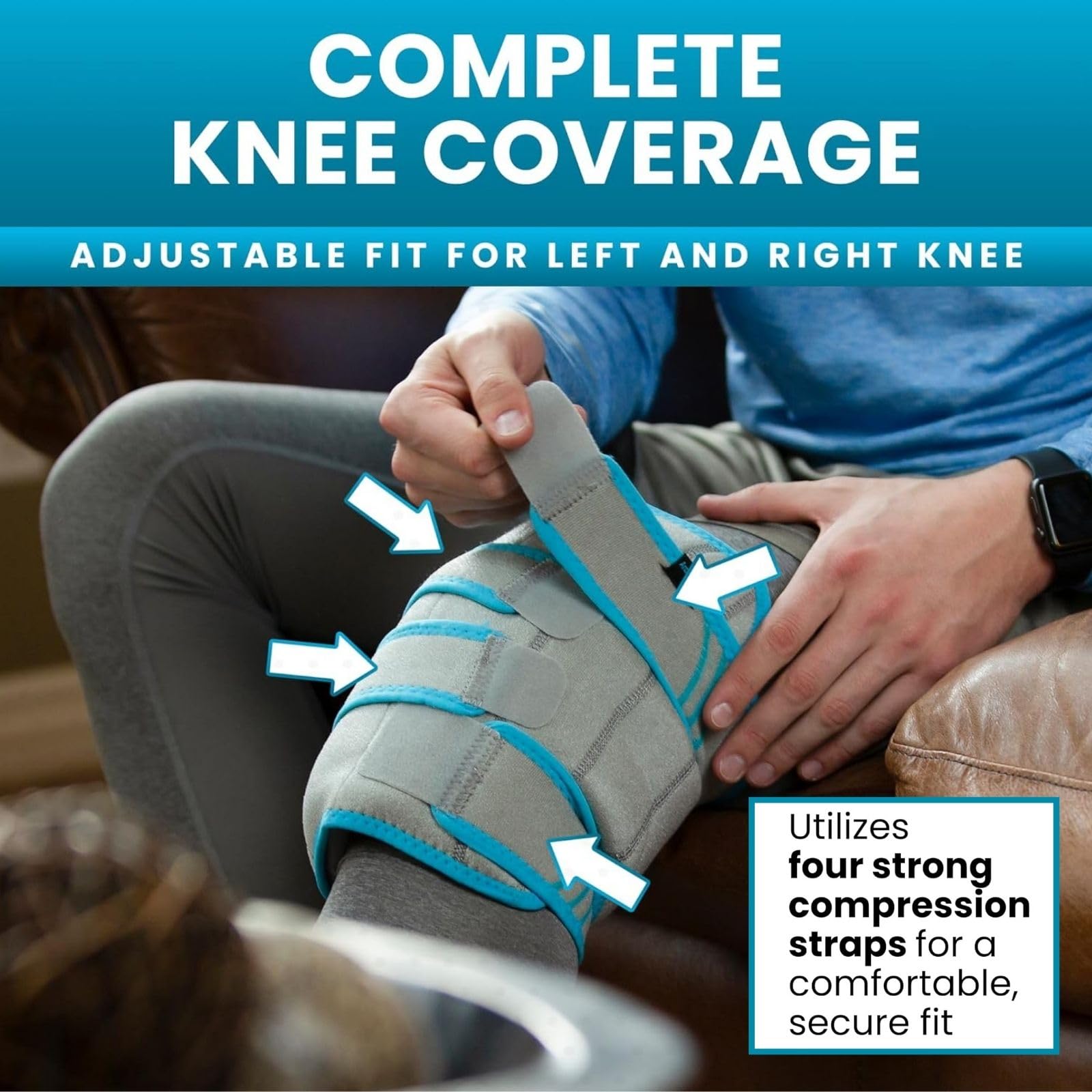 Vive Knee Ice Pack Wrap - Cold/Hot Gel Compression Brace - Heat Support Strap for Arthritis Pain, Tendonitis, ACL, Athletic Injury, Osteoarthritis, Women, Men, Running, Meniscus and Patella Surgery