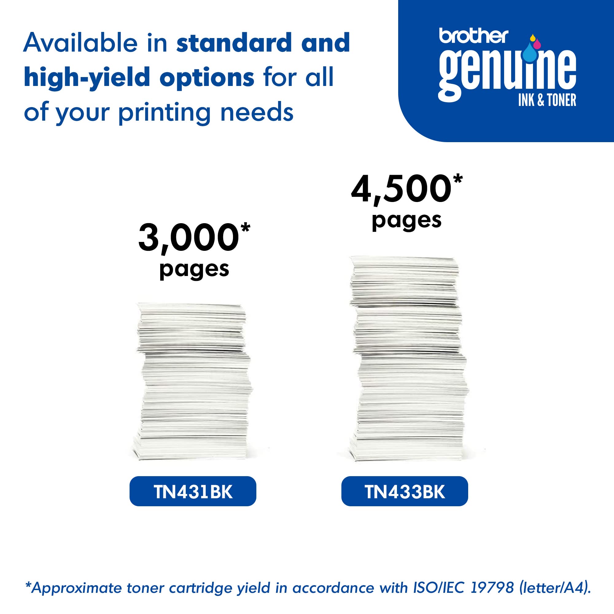 Brother Genuine TN433BK High Yield Toner-Retail Packaging , Black, 1 Size