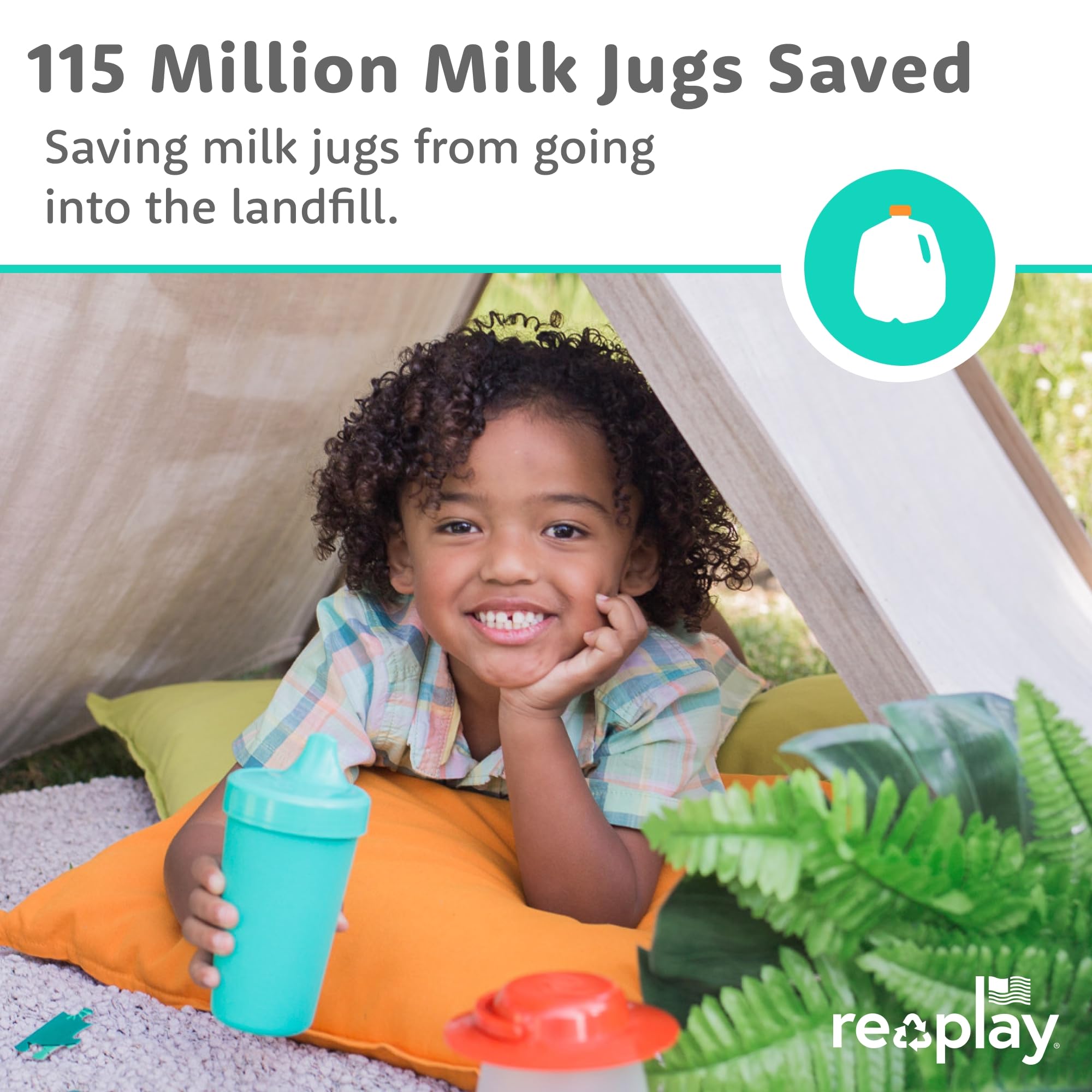 Re-Play Sippy Cups for Toddlers - 10 Oz. Reusable Spill Proof Cups for Kids, Dishwasher/Microwave Safe - Made in USA - Set of 4-3.13" x 6.25" - True Blue