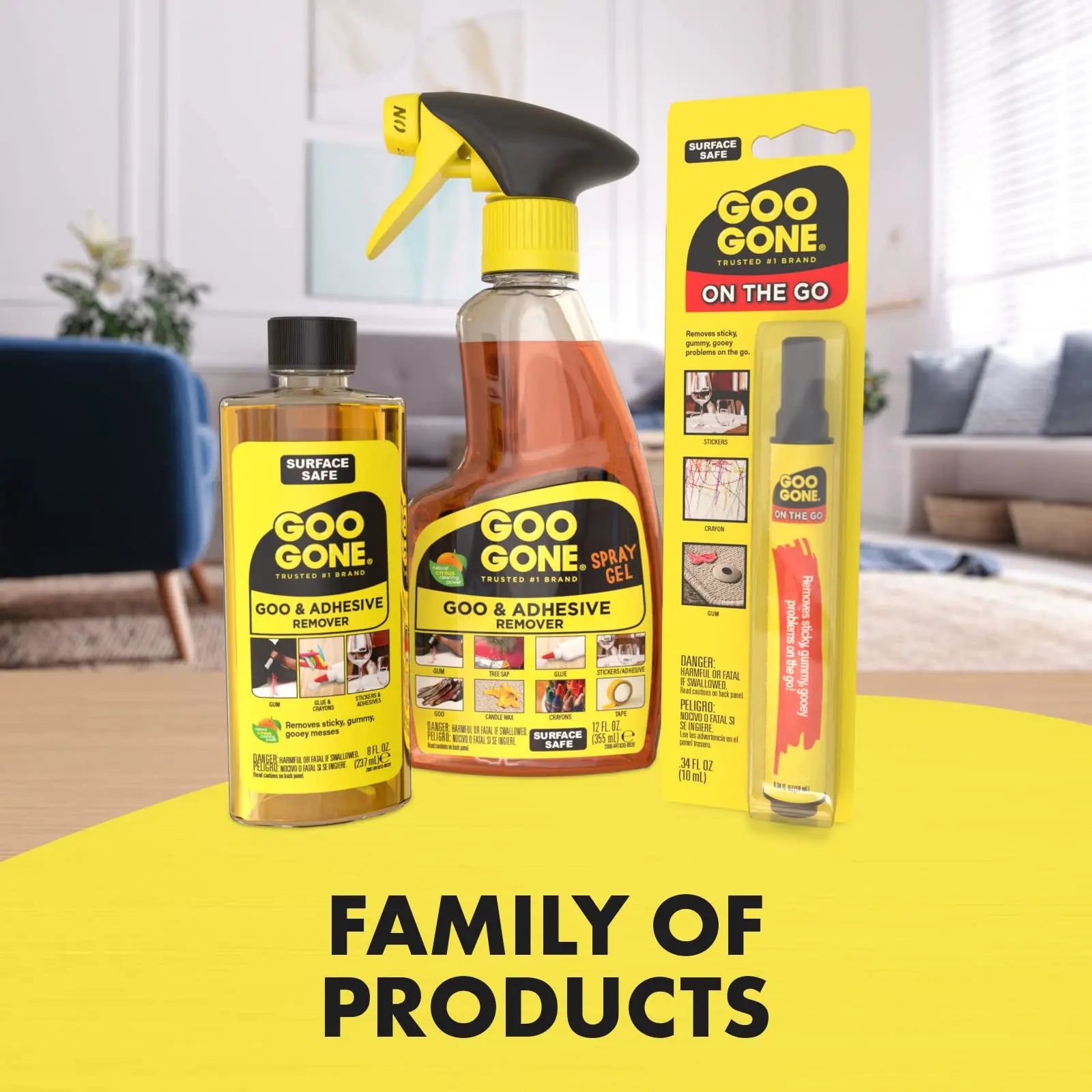 Goo Gone Original Liquid - 8 Ounce - Surface Safe Adhesive Remover Safely Removes Stickers Labels Decals Residue Tape Chewing Gum Grease Tar Crayon Glue