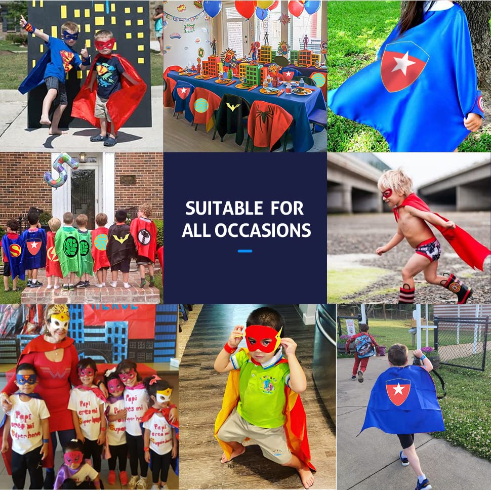 KARAZZO Superhero Capes Set and Wristbands Kids Costumes Halloween Christmas Cosplay Dress Up for Boys (8-PACK CAPES SET)