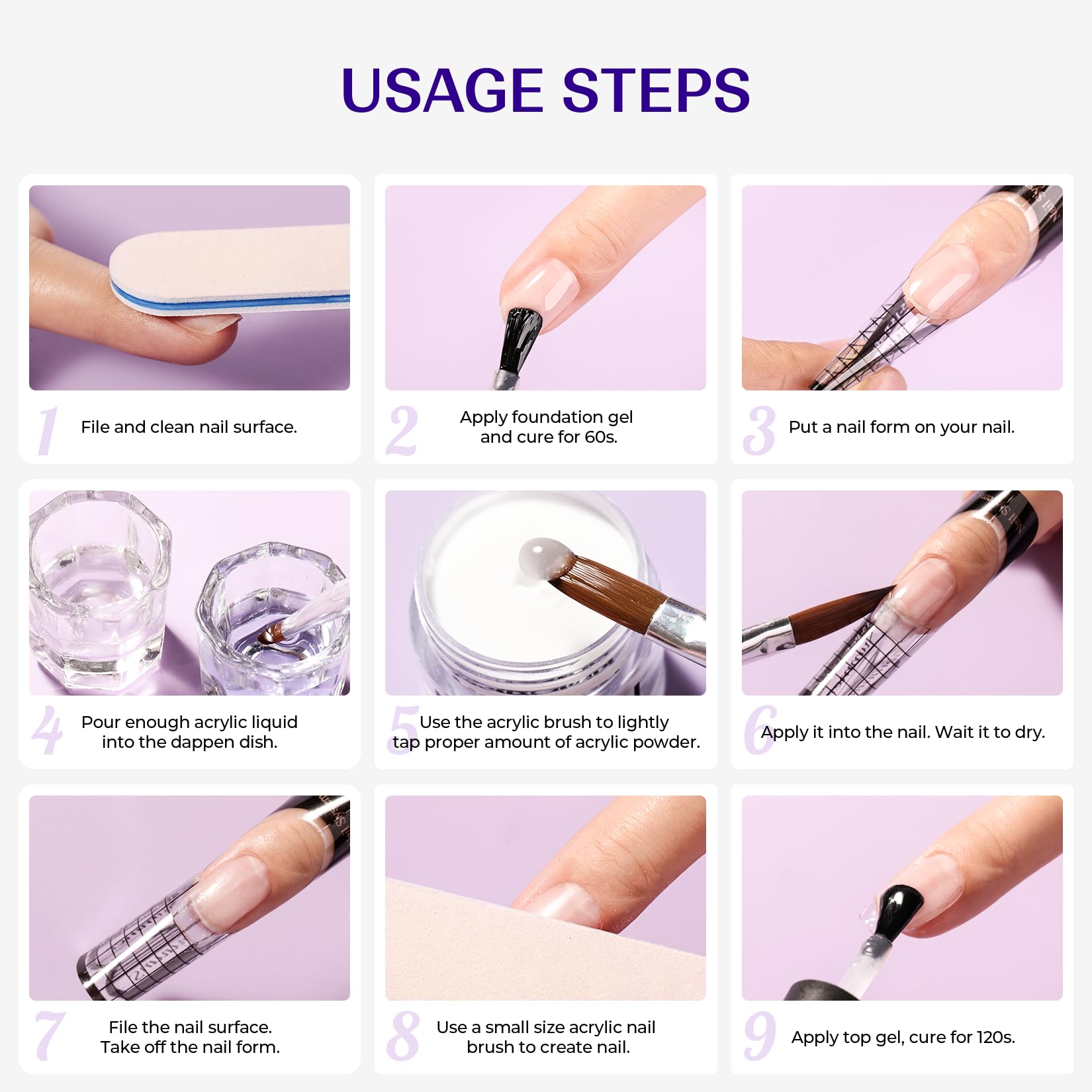 VANSISOS Acrylic Nail Kit for Beginners: Clear White Pink Powder and Liquid Set Professional Nails Kit Acrylic Set with Brushes for Home DIY