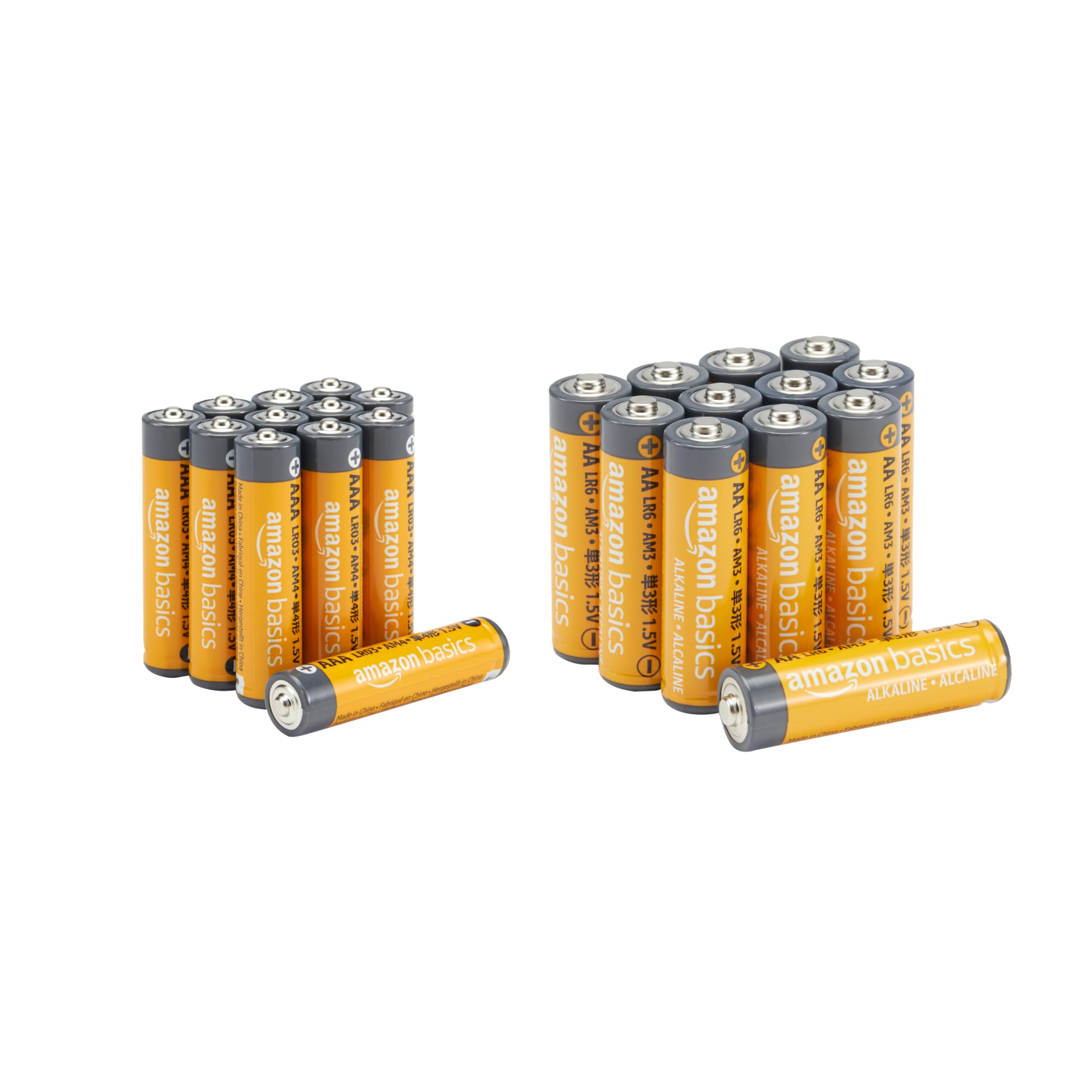 Basics 24 Count AA & AAA High-Performance Alkaline Batteries Value Pack - 12 Double AA Batteries and 12 Triple AAA Batteries