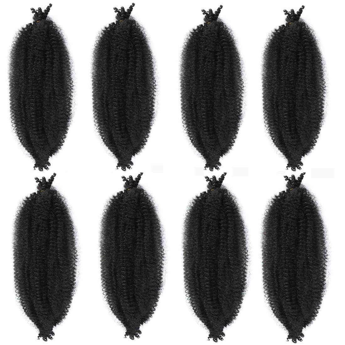 8 Packs Pre-Separated Springy Afro Twist Hair Suitable for Damaged Soft Locs Synthetic Marley Twist Braiding Hair (18 inches, 1B)