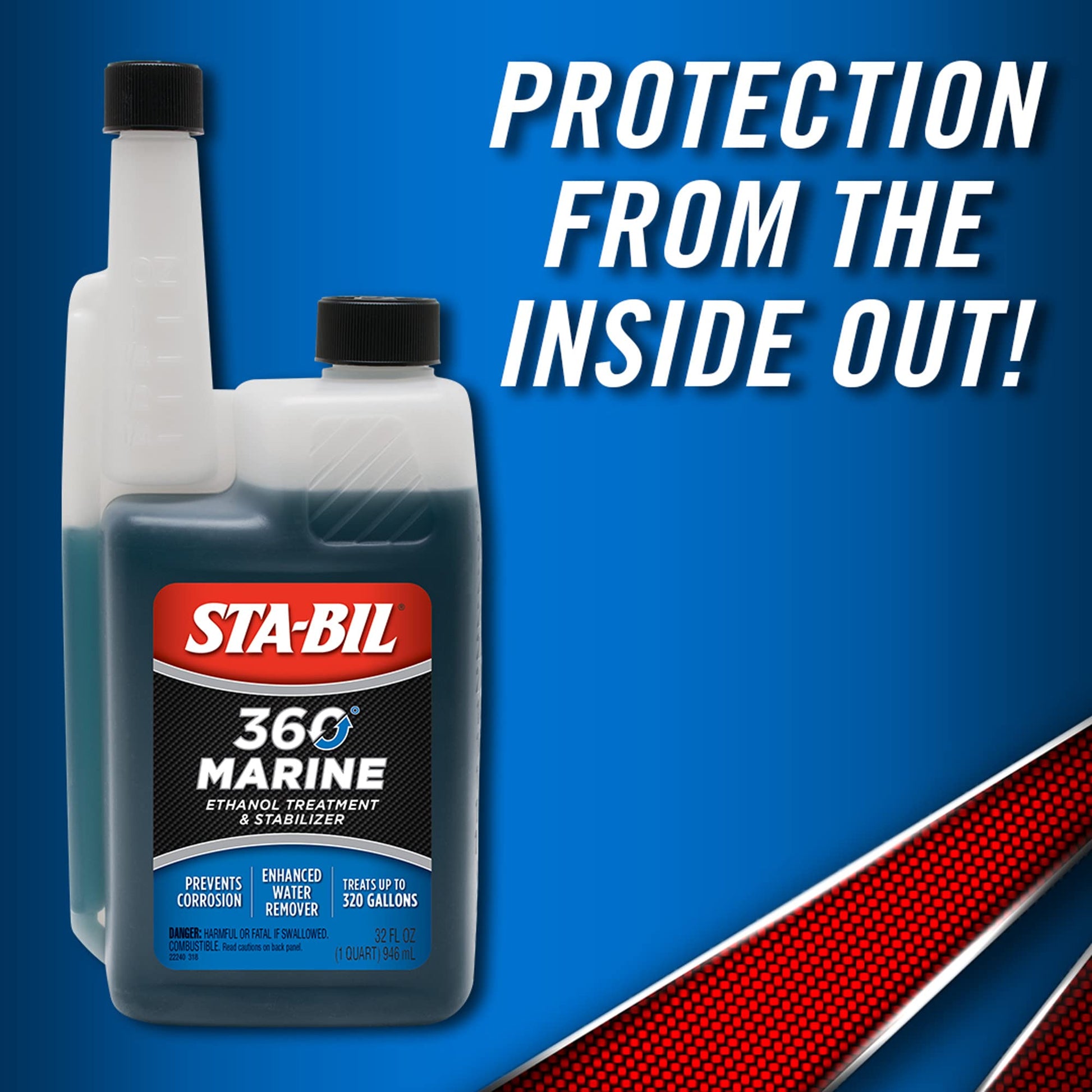 STA-BIL 360 Marine Ethanol Treatment & Fuel Stabilizer - Prevents Rust and Corrosion, Helps Clean Fuel System For Improved In-Season Performance, Treats Up To 320 Gallons, 32oz (22240) , Blue