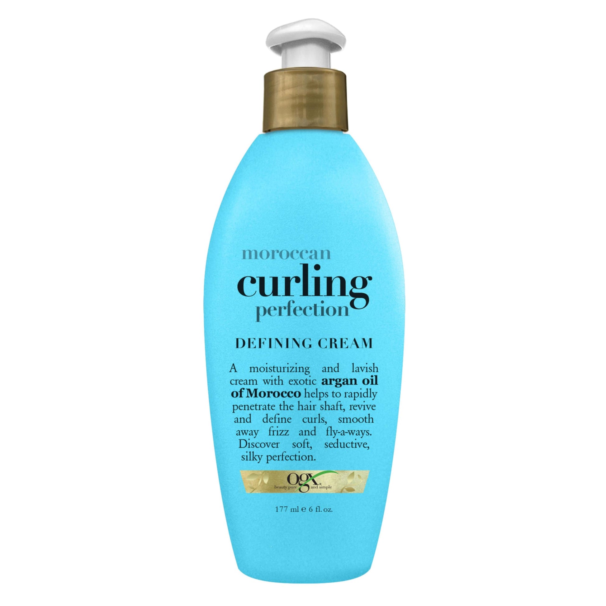 OGX Argan Oil of Morocco Curl-Defining Styling Cream, Anti-Frizz Curl Cream for Curly Hair & All Textures, Cold-Pressed Argan Oil, Paraben-Free, Sulfate-Free Surfactants, Curly Hair Products, 6 oz