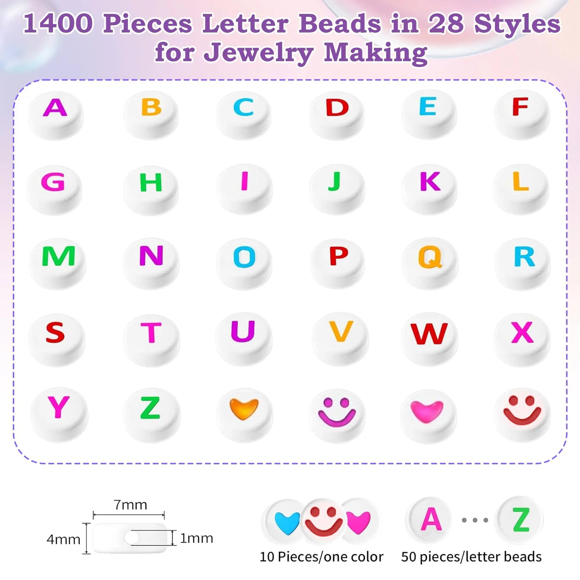 MDDRUIQI 1400 PCS Letter Beads Bracelet Making Kit - 28 Styles Friendship Bracelets,Preppy Clay Alphabet Beads for Jewelry Making for Girl Gifts Ages 6-12[Merch]