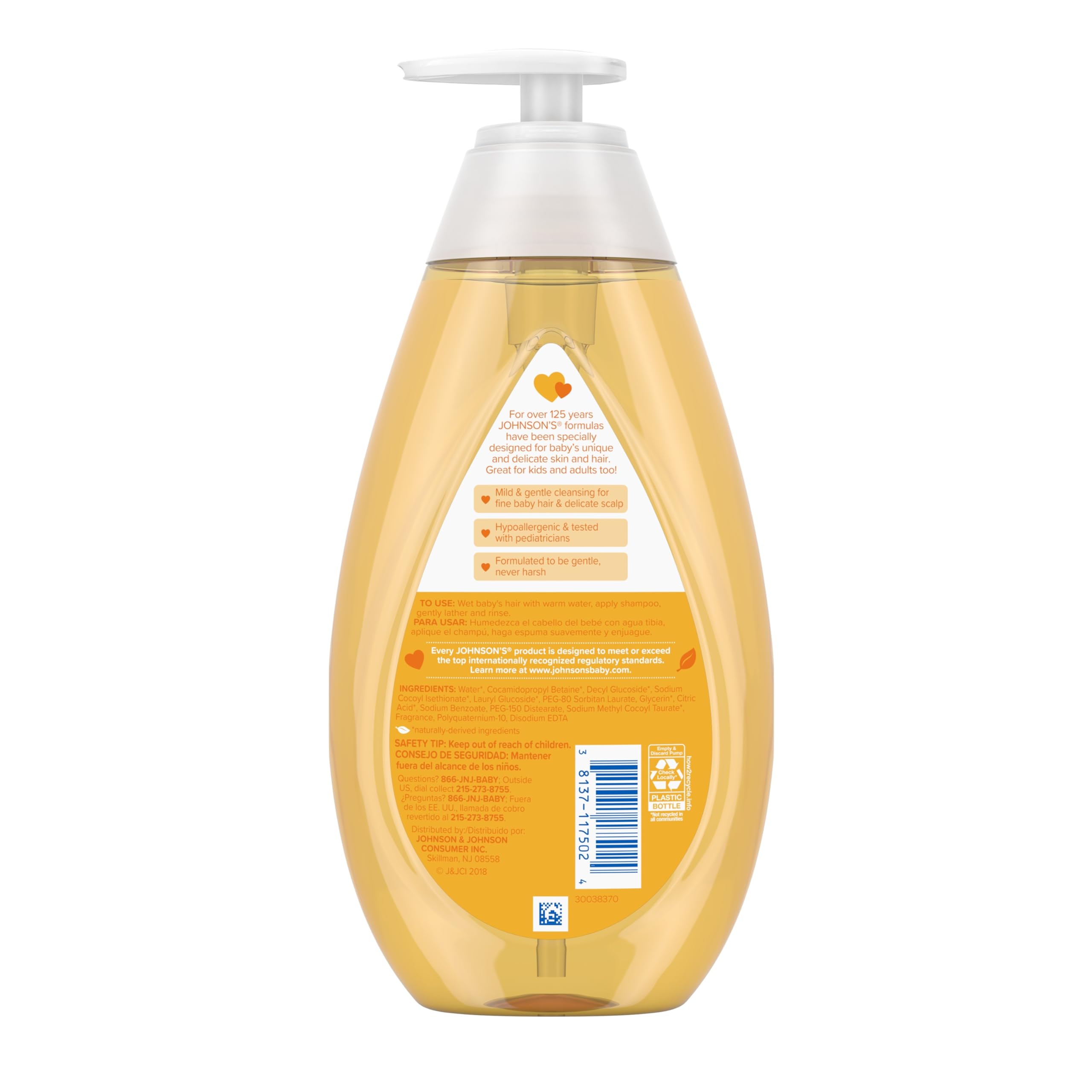 Johnson's Baby Shampoo with Tear-Free Formula, Shampoo for Baby's Delicate Scalp & Skin, Gently Washes Away Dirt & Germs, Paraben-, Phthalate-, Sulfate- & Dye-Free, 20.3 fl. oz