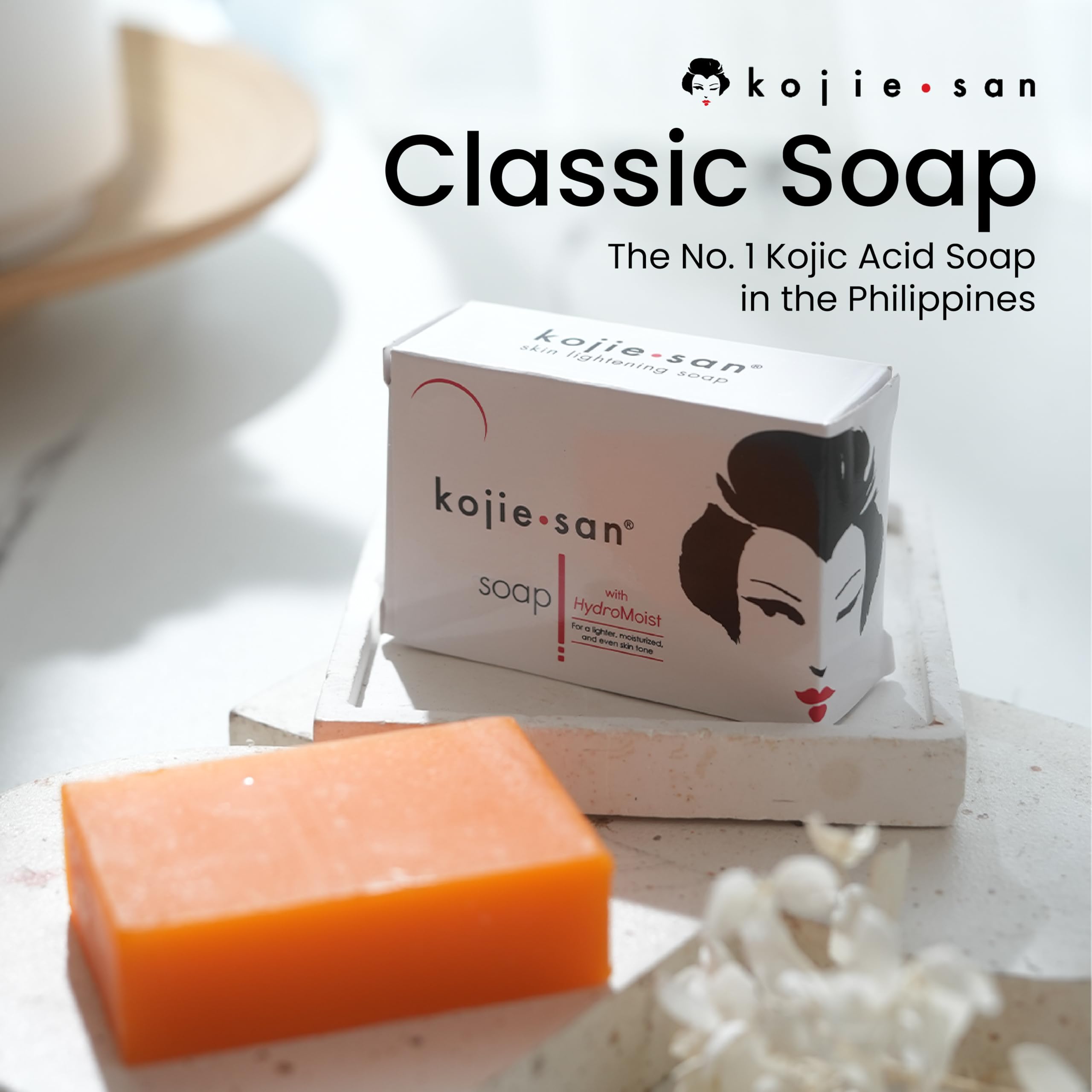 Kojie San Skin and Body Brightening Soap - Original Kojic Acid, Dark Spot Remover Bar Soap with Glycerin & Tea Tree Oil - 65g x 2 Bars