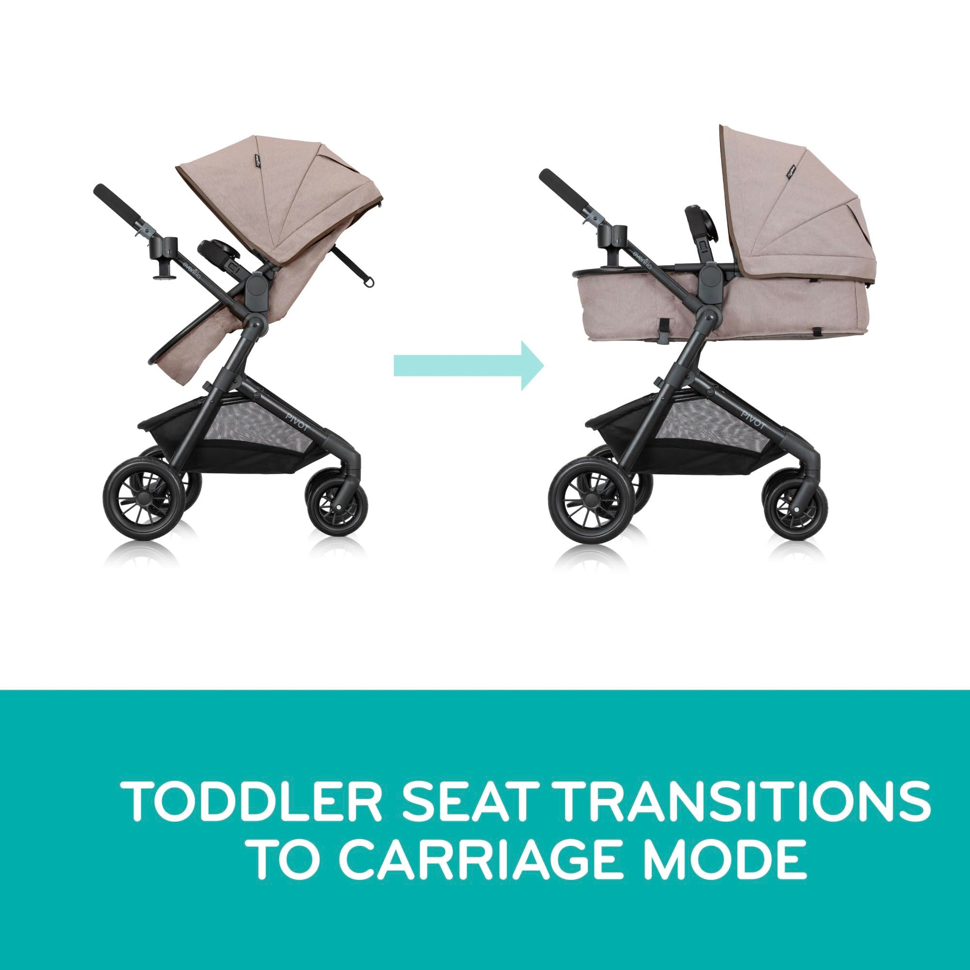 Evenflo Pivot Modular Travel System with LiteMax Infant Car Seat (Desert Tan)