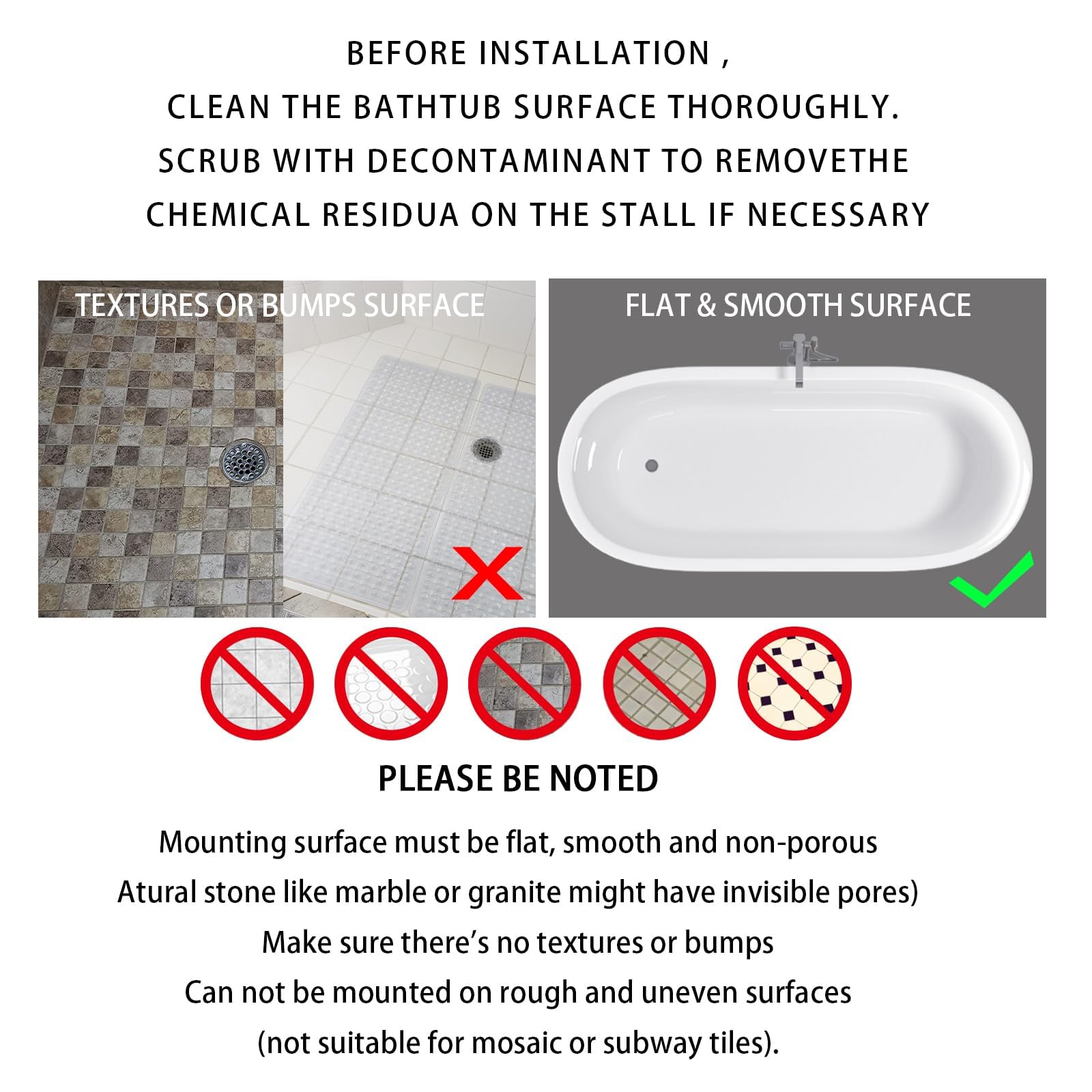 Yimobra Non Slip Bath Mat, Super Strong Suction Cups,34.5"x15.5"Long Tub Mat with Drain Holes, Machine Washable Fast Draining Shower Mats, Bathroom Essentials,Clear Blue