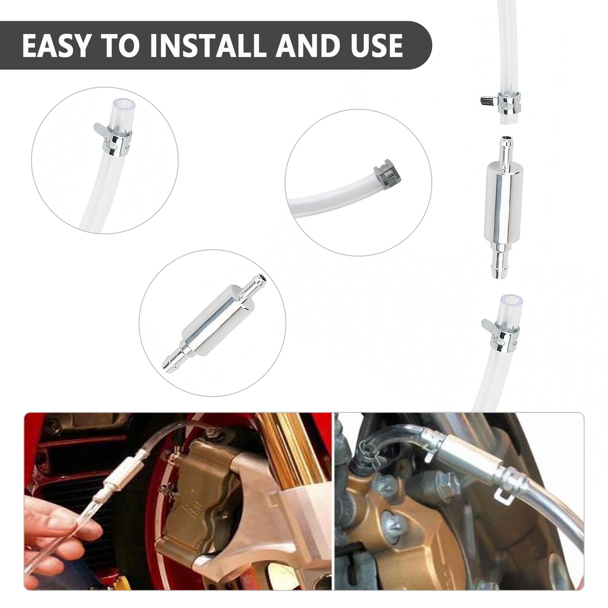 IHOTDER Car Brake Bleeder Hose with One Way Check Valve,Durable Brake Fluid Bleeder Hoses Replacement,Universal Brake Bleeder Tool Car Accessories for Car Motorbike Bike (1 Set)