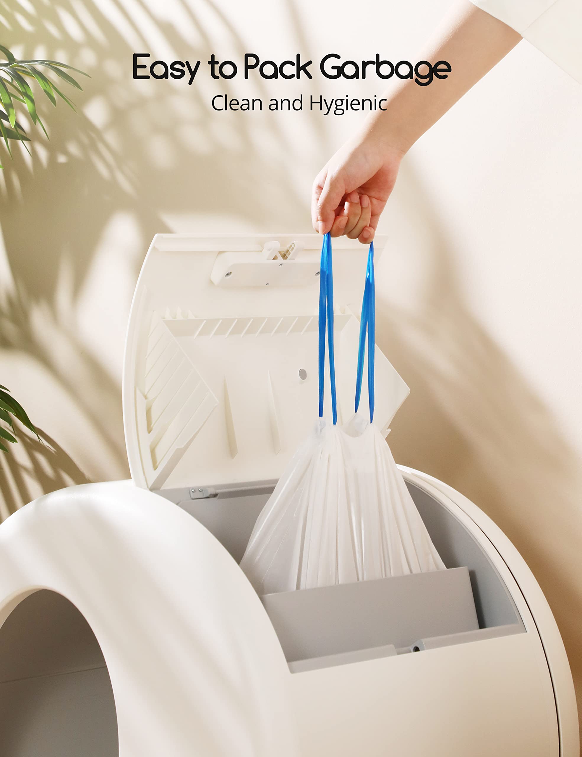 MeoWant Cat Litter Box Liners, Drawstring Receptacles Bags Thickened Waste Bag for MeoWant MW-SC01/MW-SC02 Automatic Cat Litter Box, 20pcs