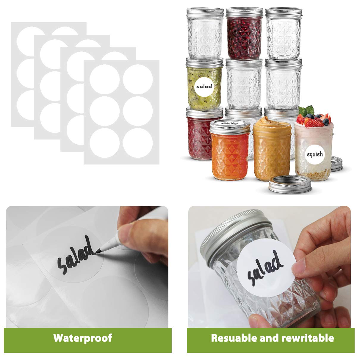 SKOCHE Mason Jars 8 oz 24 Pack Half Pint Canning Jars with Regular Airtight Lids and Bands, Small 8oz Glass Jars with Lids, Ideal for Fermenting, Pickling, DIY Decors, Fruit Preserves, Jam, Jelly