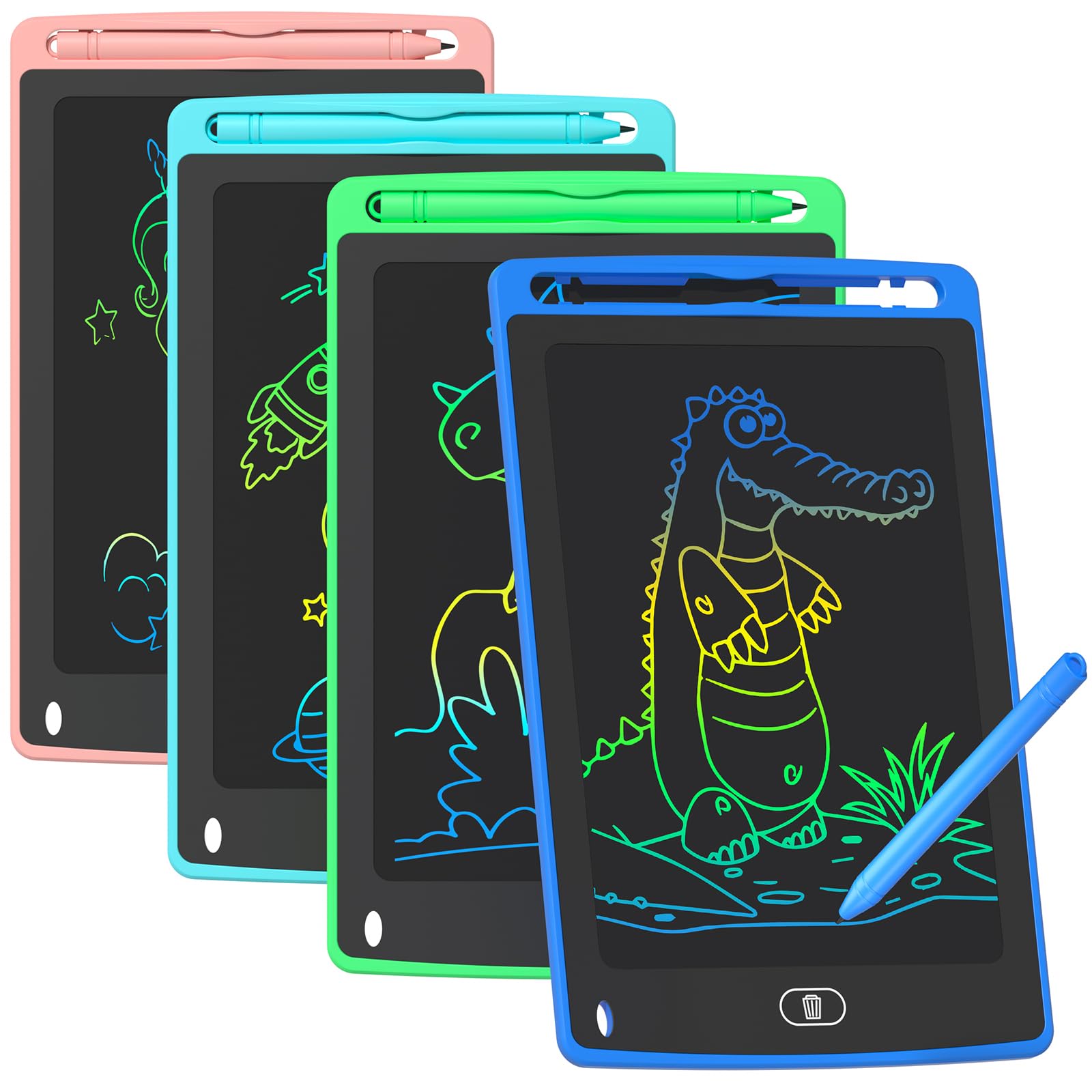 جهاز لوحي للكتابة بشاشة LCD للأطفال، 4 قطع، لوح رسومات ملون مقاس 8.5 بوصة، ألعاب تعليمية هدايا عيد ميلاد للأولاد والبنات من سن 3 4 5 6 7 8 سنوات