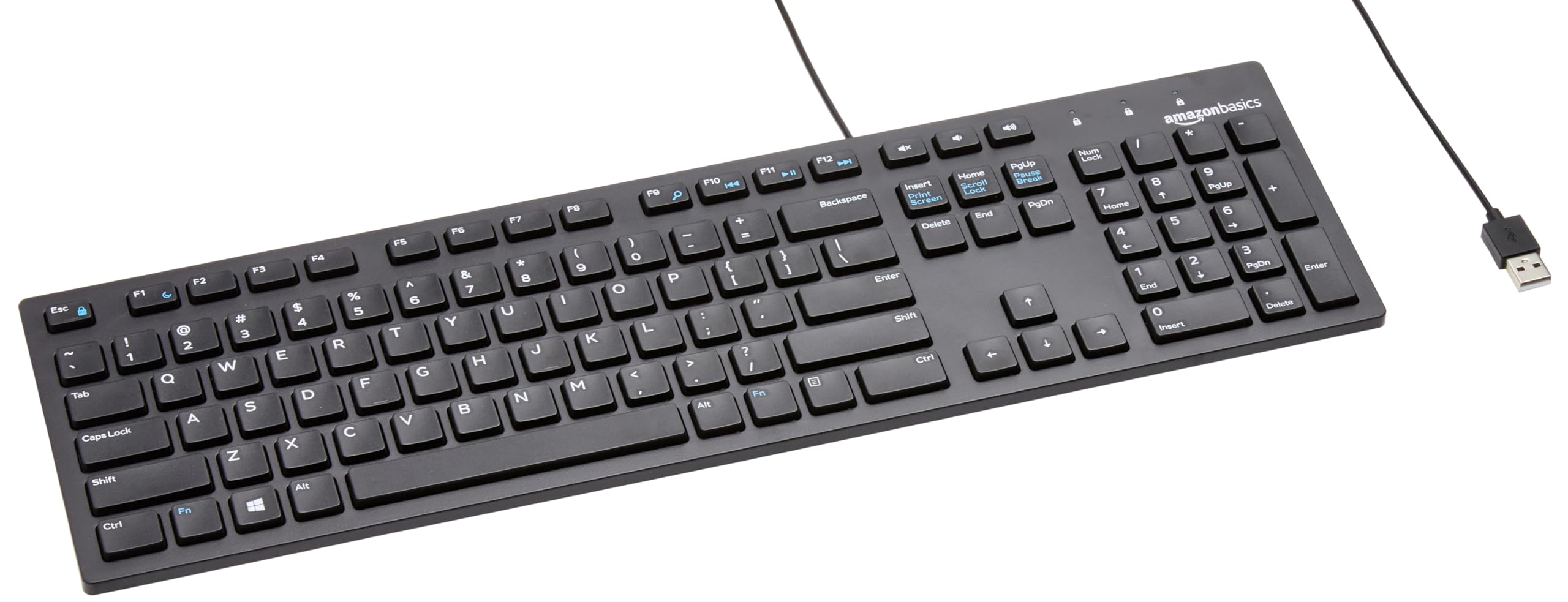 Basics Wired QWERTY Keyboard, Full-Sized, Black