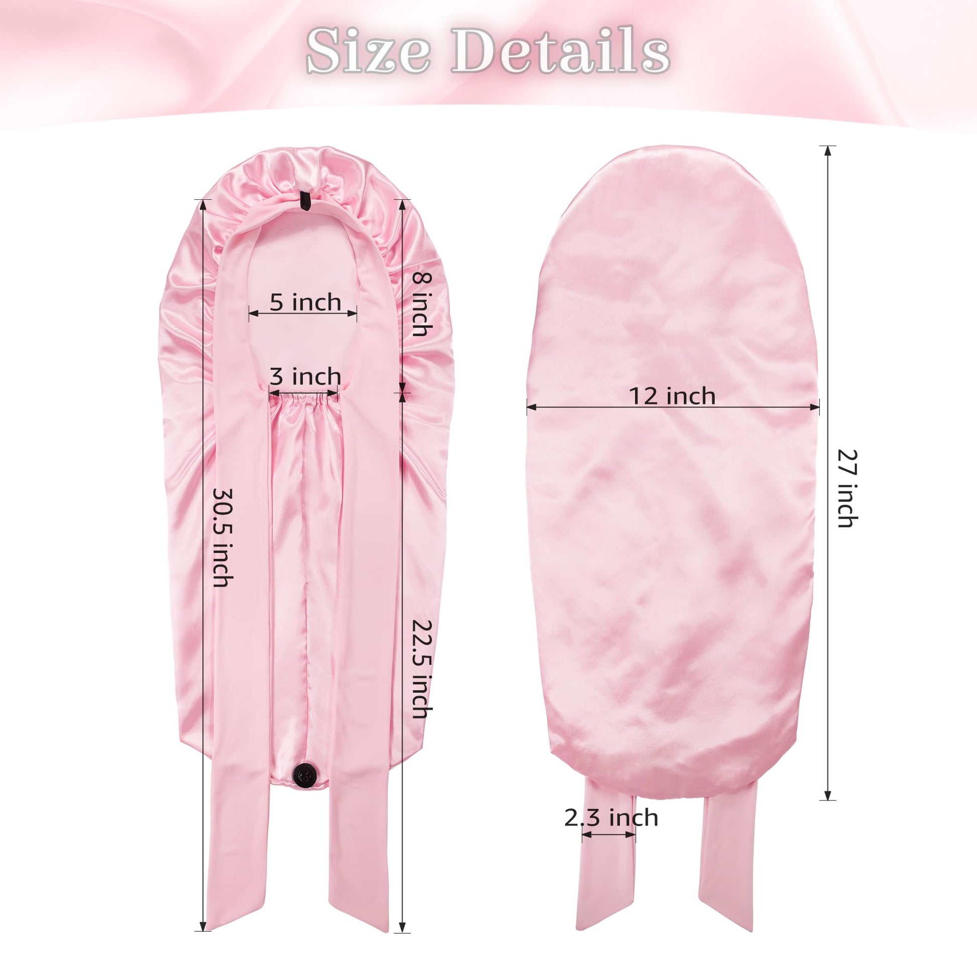 ROYBENS Long Bonnet Satin Hair Silk Bonnet for Sleeping Women, Silky Bonnets for Women with Tie Band, Sleep Cap for Braids Curly Hair