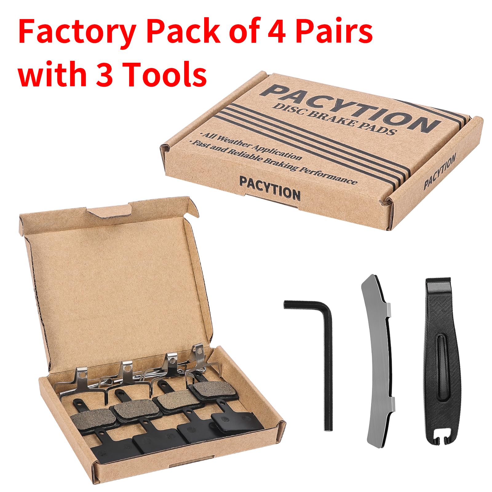 4 Pairs Bike Brake Pads,Bicycle Brake Pads with Installation Tools Compatible with Trp Tektro Shimano Brake Pads MT200 M355 M446 M315 M365,MTB Bike Disc Brake Pads Compatible with Ebike Brake Pads