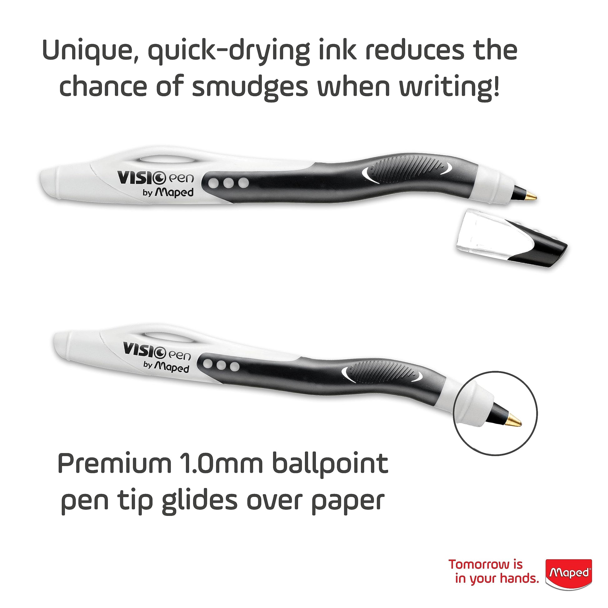 Maped - Visio Left-Handed Quick-Drying Ballpoint Pen - 2 Pack - Left Handed - Innovative Left Handed - Innovative Left Handed - Innovative