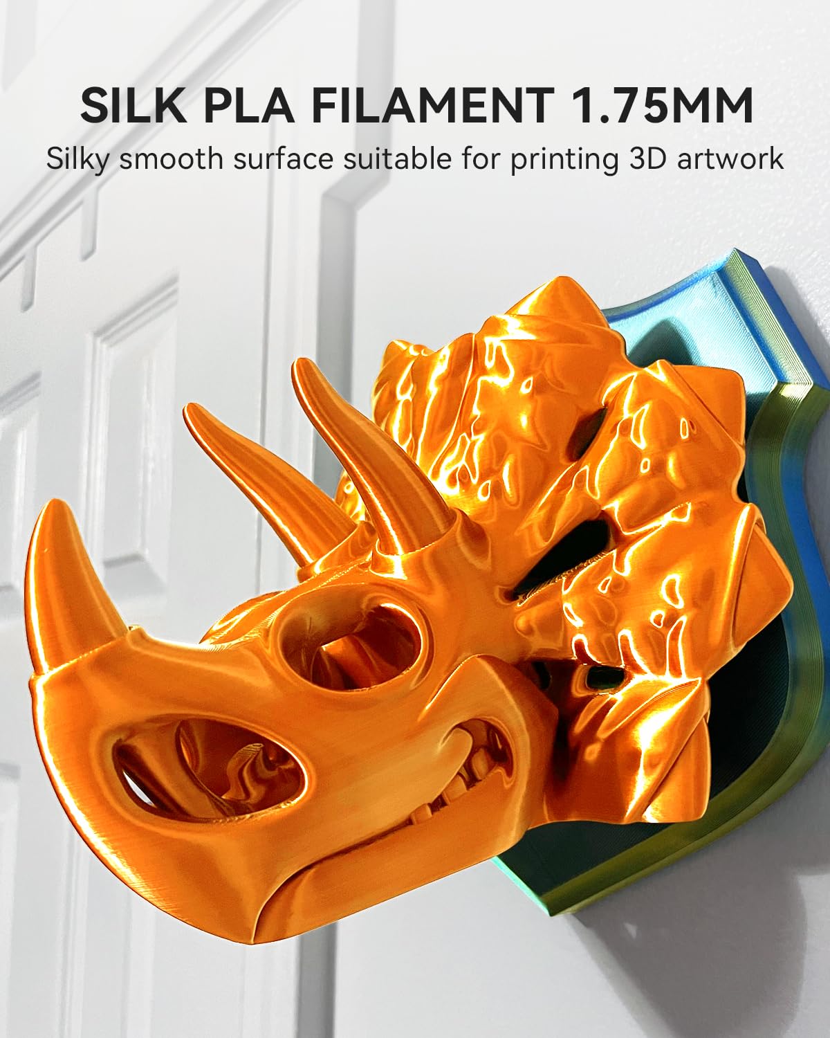 SUNLU 3D Printer Silk Filament,Shiny Silk PLA Filament 1.75mm, Smooth Silky Surface, Great Easy to Print for 3D Printers, Dimensional Accuracy +/- 0.02mm, Silk Light Gold 1KG