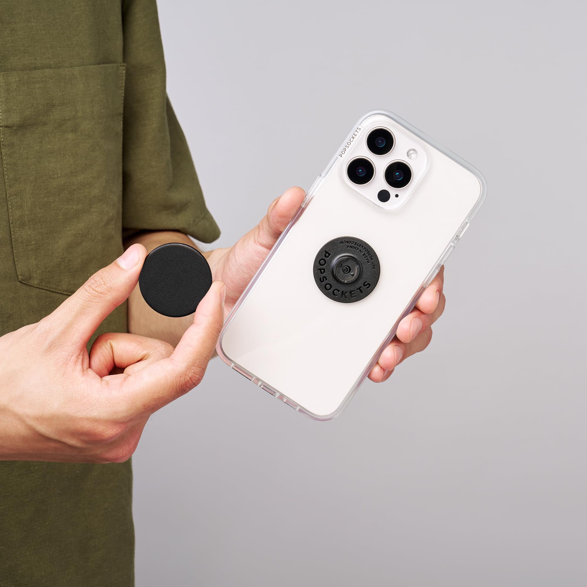 ​​​​PopSockets Phone Grip with Expanding Kickstand, Adhesive Grip - Black