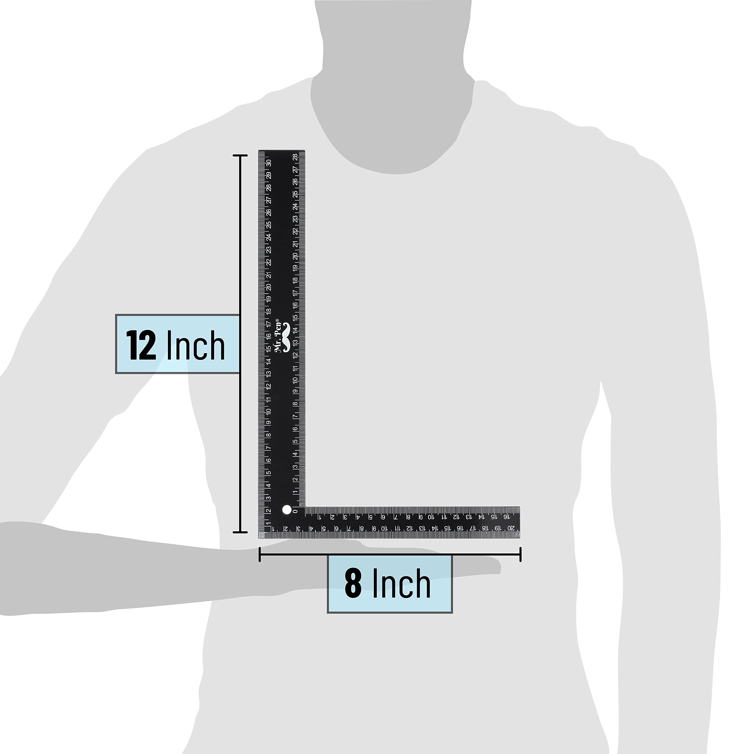 Mr. Pen- Carpenter Square, Framing Square, 8 inch x 12 inch , Carpenters Square , Right Angle Ruler, Framing Tools, L Shape Ruler, Metal Square, Steel Square