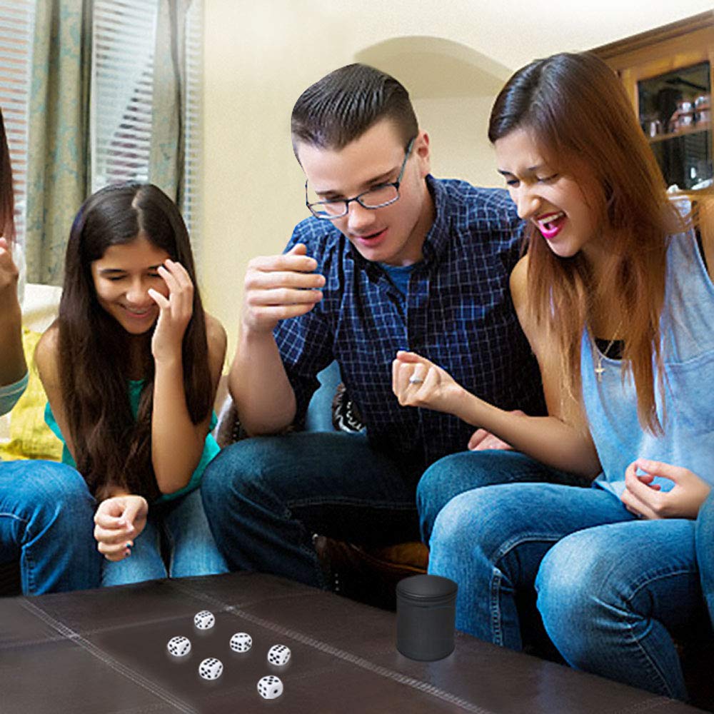 TUZAMA Felt Lined Professional Dice Cup - with 6 Dices Quiet for Yahtzee Game