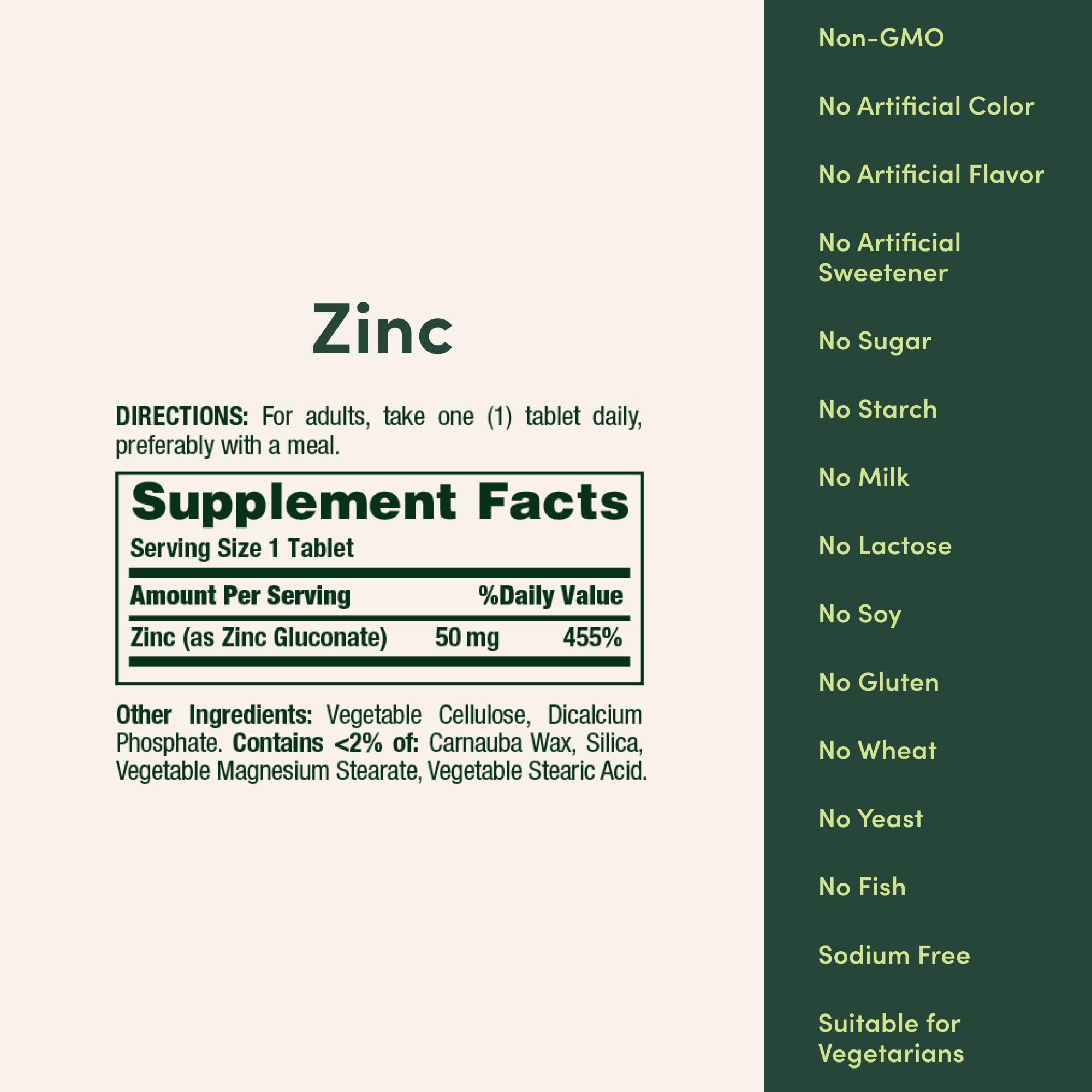 Nature's Bounty Zinc 50mg, Immune Support & Antioxidant Supplement, Promotes Skin Health, 1 Caplet Per Day, Gluten Free, 250 Vegetarian Caplets