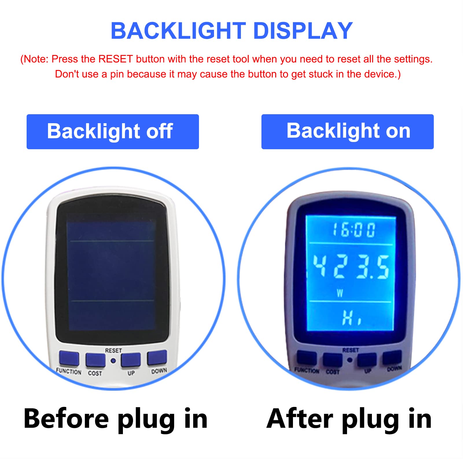 Upgraded Watt Power Meter Plug Home Electrical Usage Monitor Consumption, Energy Voltage Amps Kill Tester with Backlight, Overload Protection, 7 Modes Display